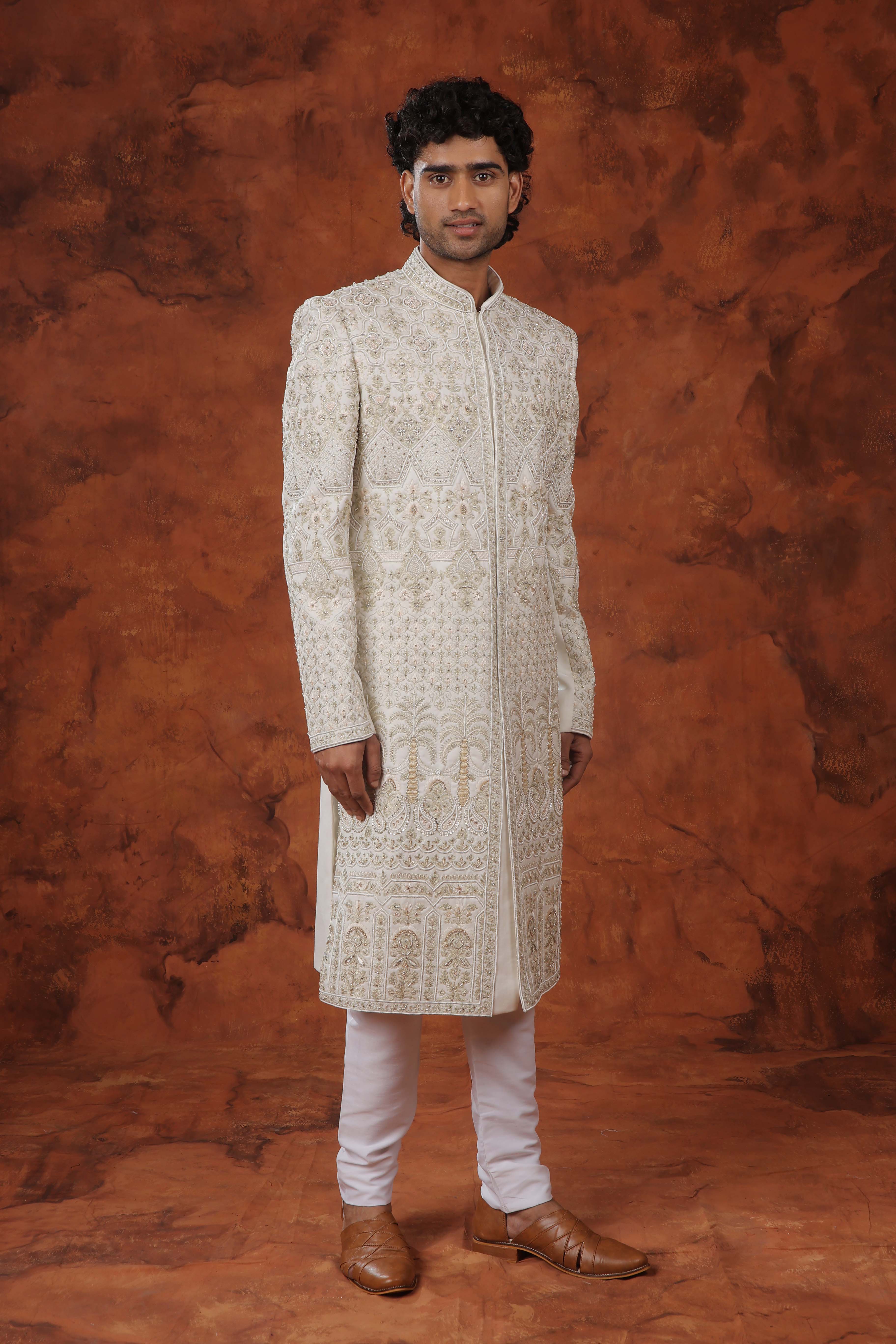 Stone Ivory Sherwani Set