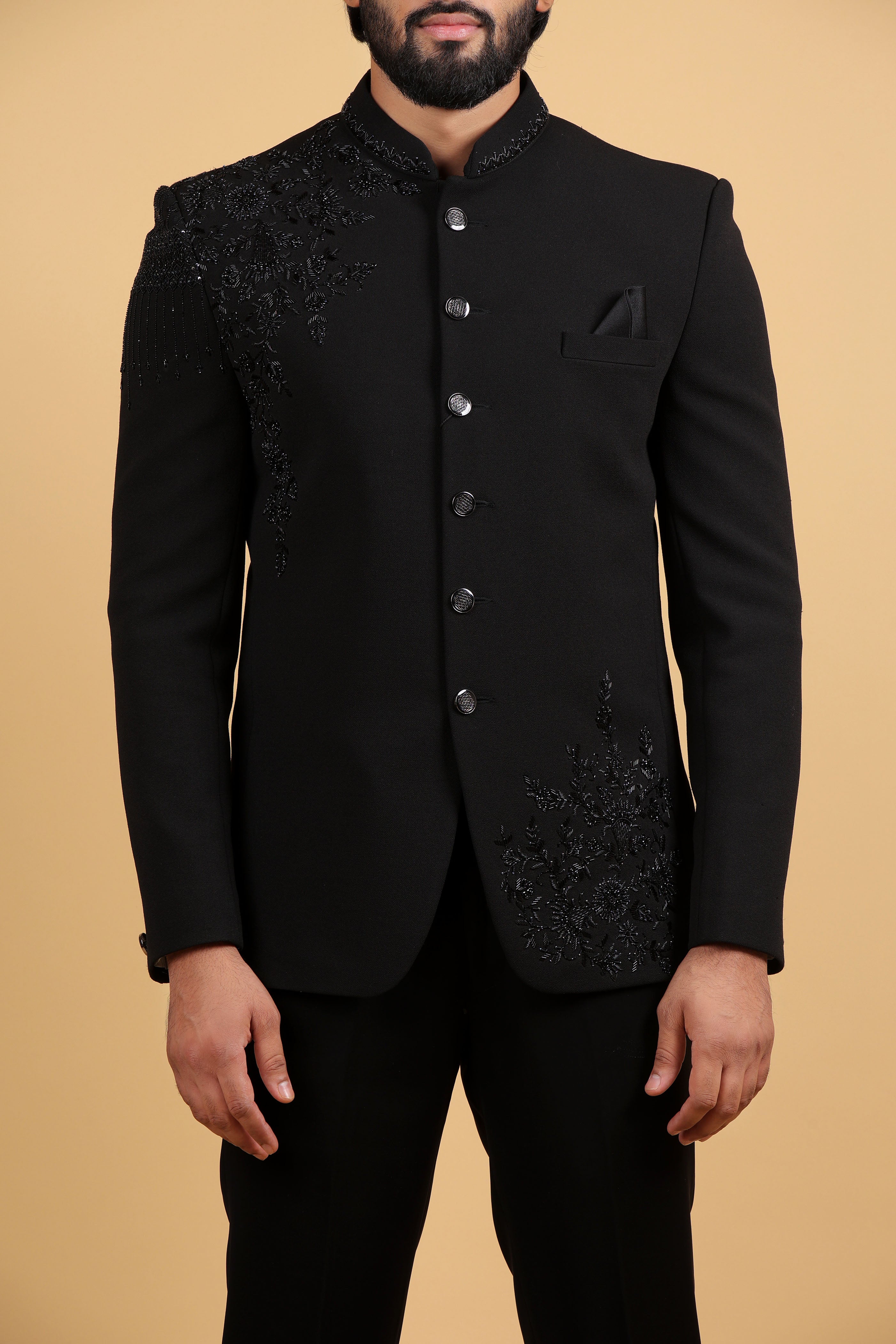 Majestic Noir Embroidered Bandhgala