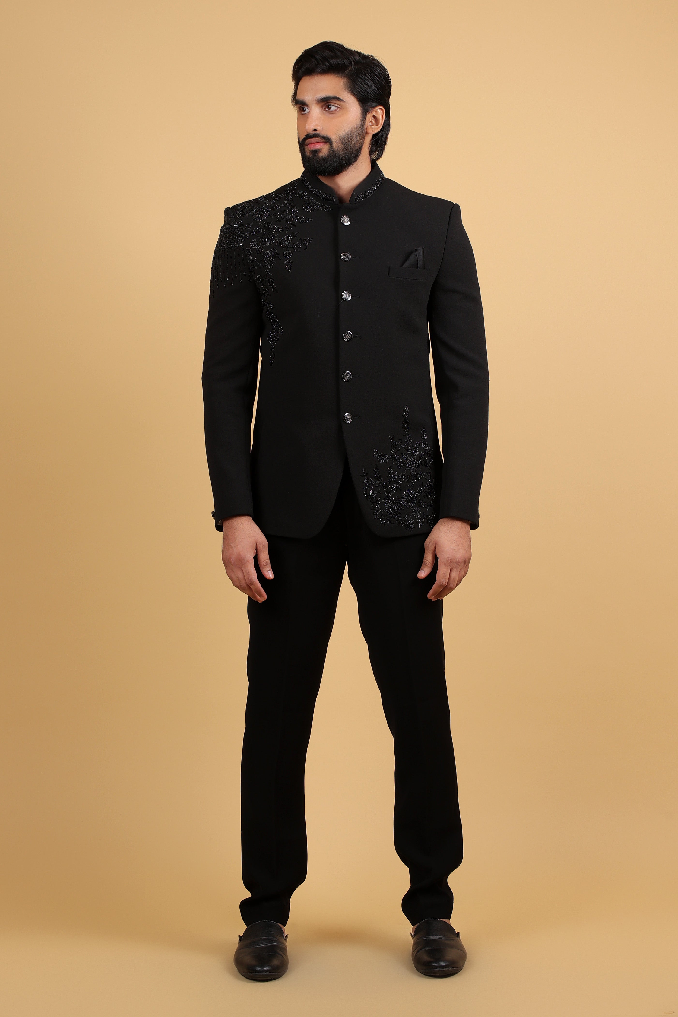 Majestic Noir Embroidered Bandhgala