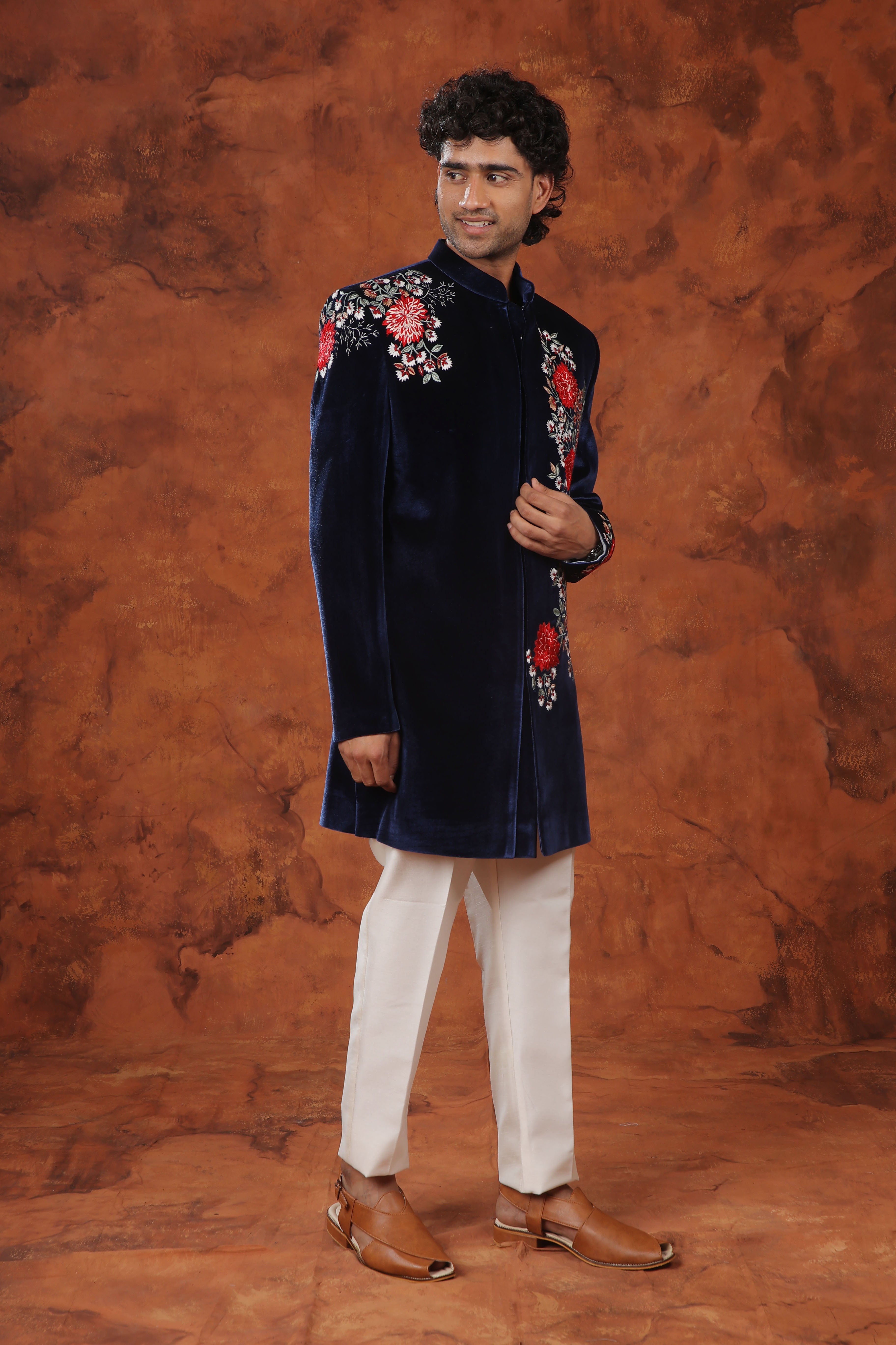 Regal Bloom Multicolor Threadwork Indowestern