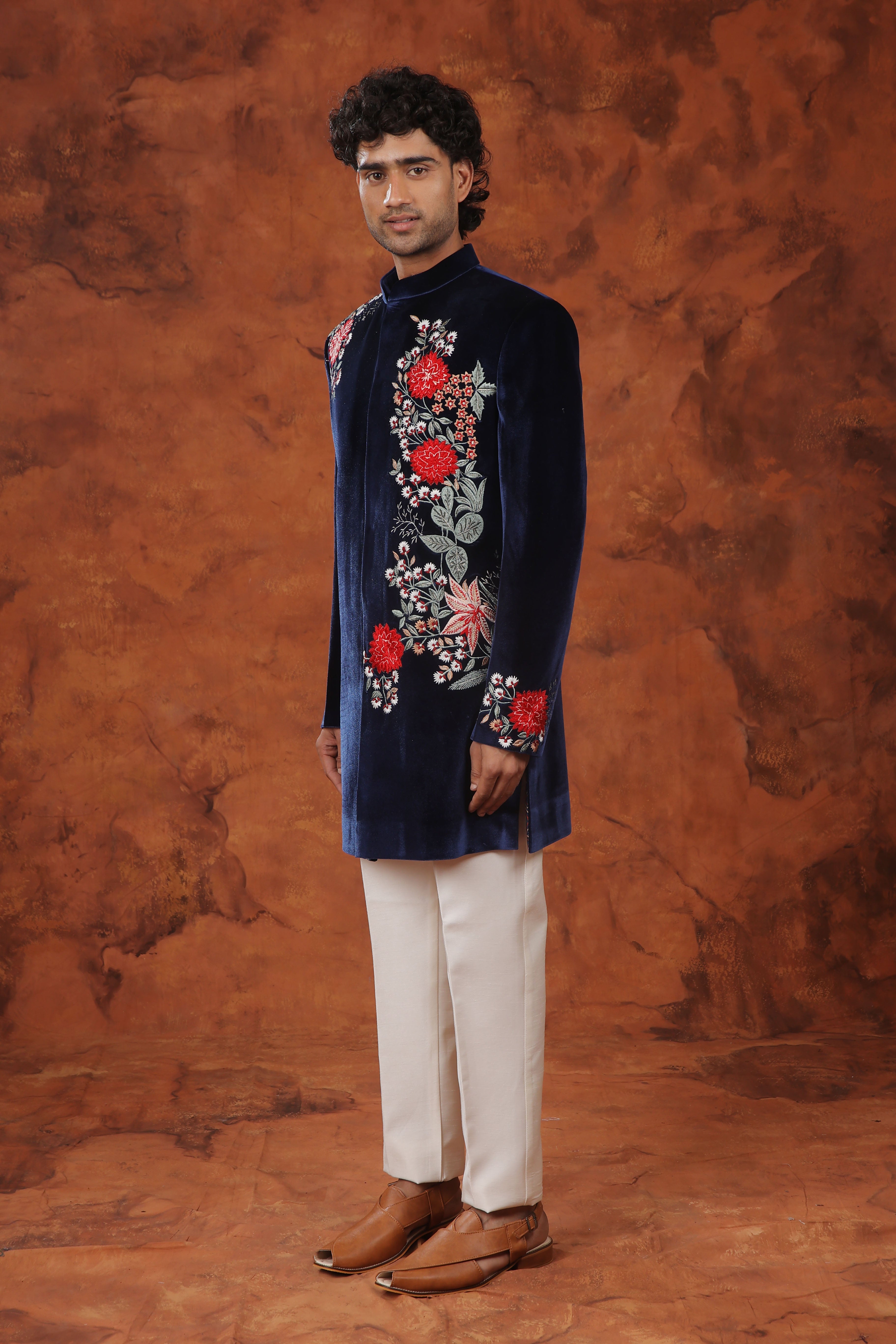 Regal Bloom Multicolor Threadwork Indowestern