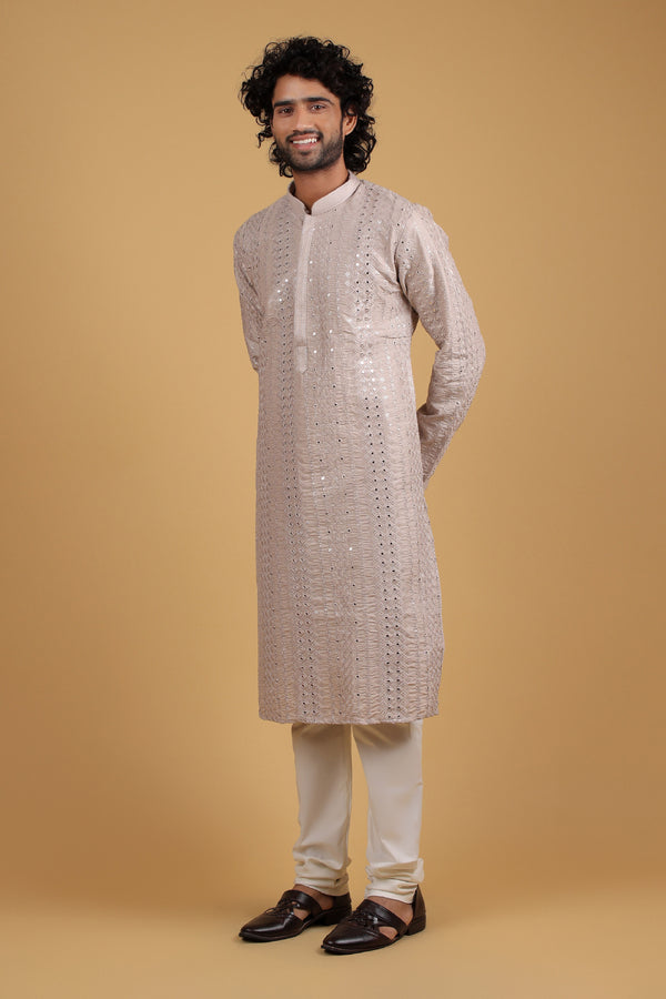 Steel Grace Frendy Silk Kurta with Mirror & Resham Embroidery