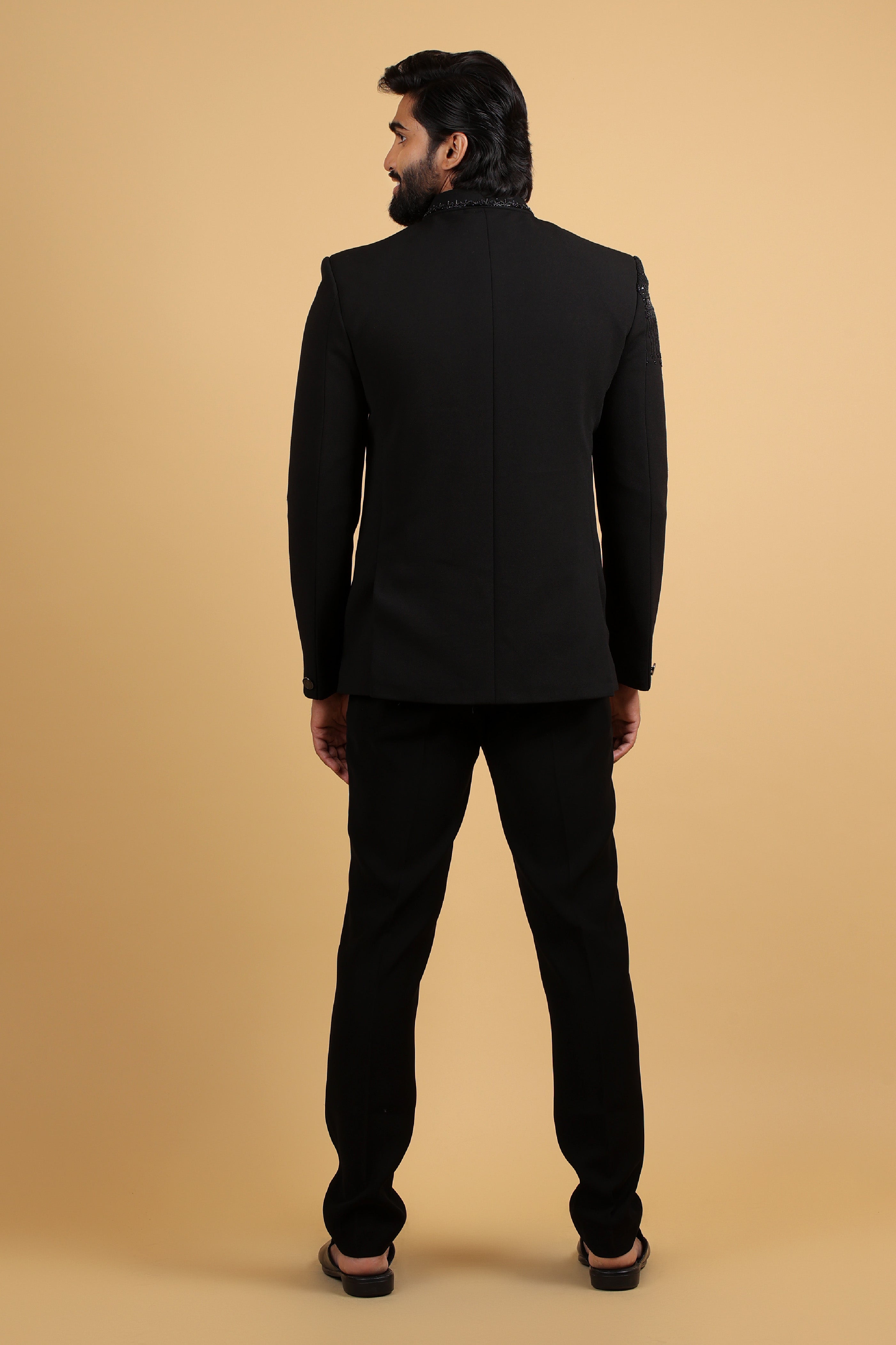 Majestic Noir Embroidered Bandhgala
