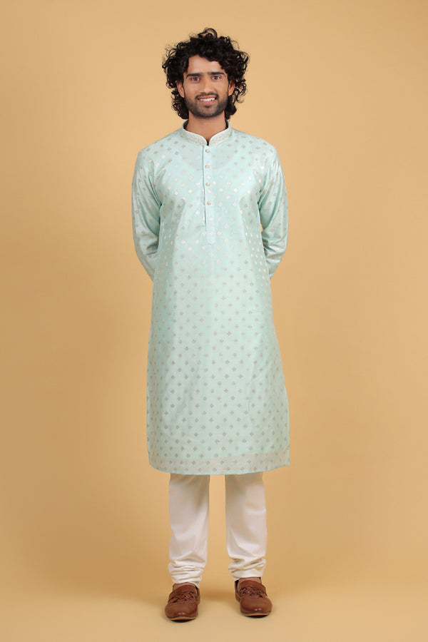 Regal Light Green Banarasi Silk Kurta