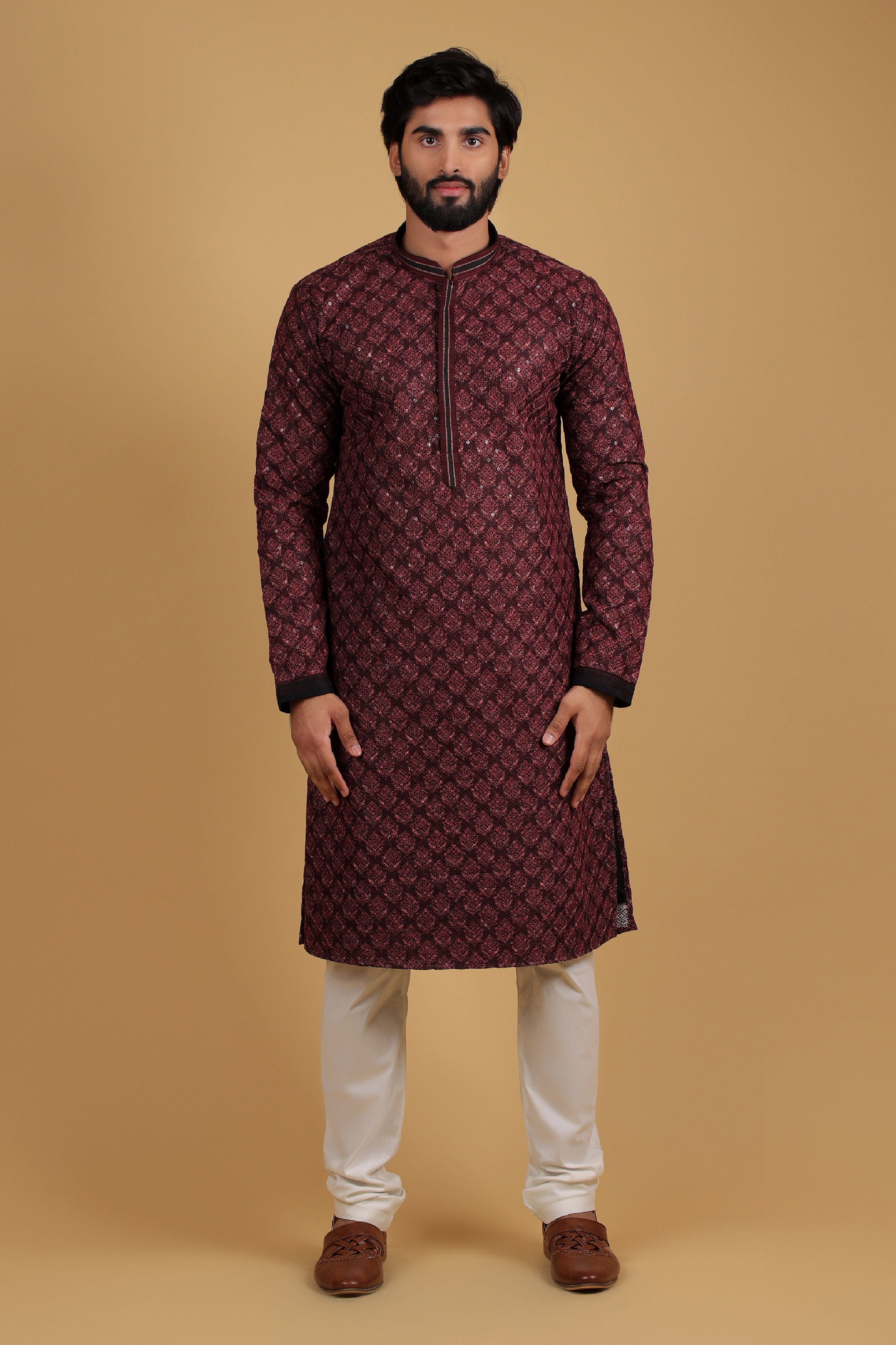 Midnight Muse Rayon Silk Kurta with Resham & Sequin Detailing