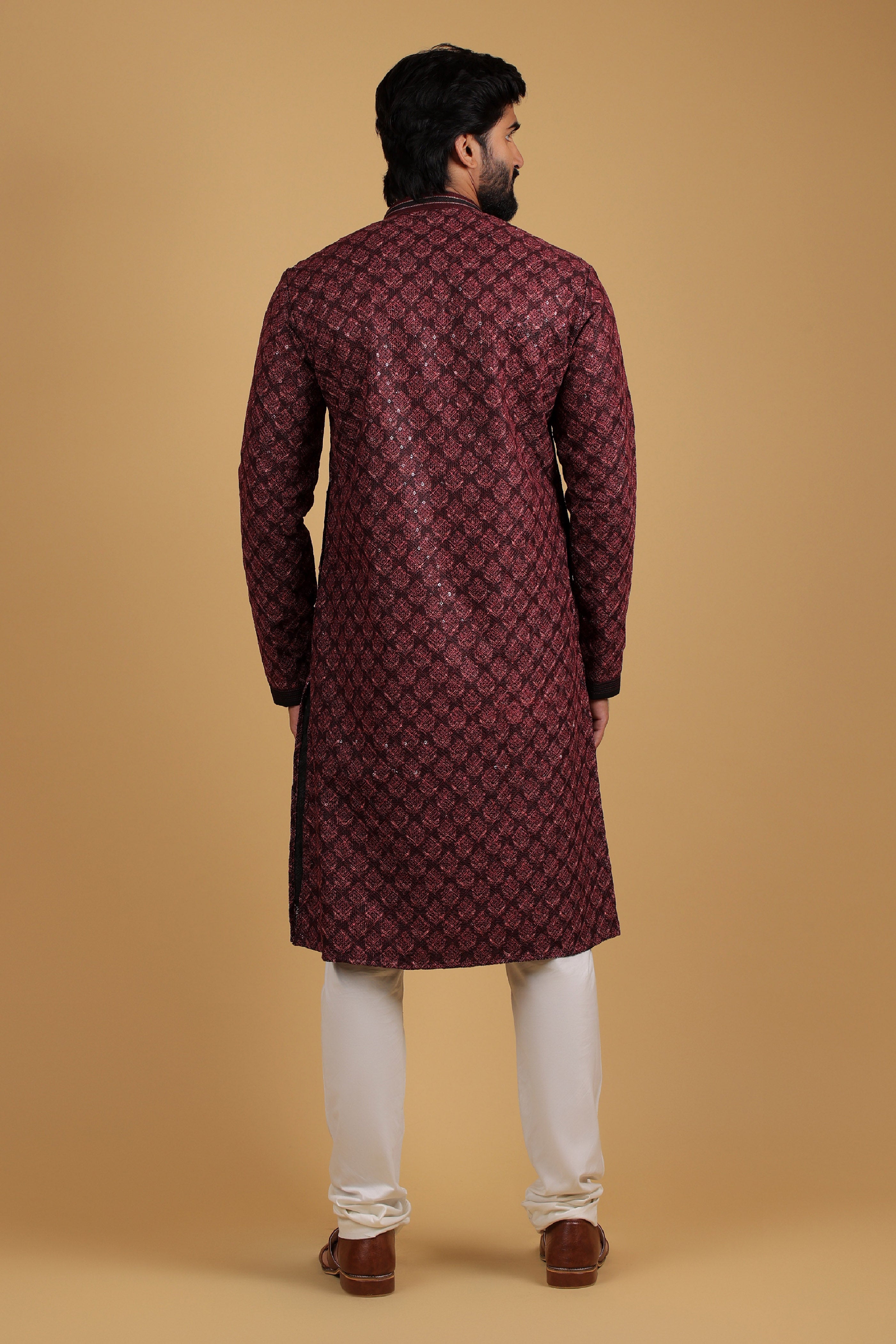 Midnight Muse Rayon Silk Kurta with Resham & Sequin Detailing