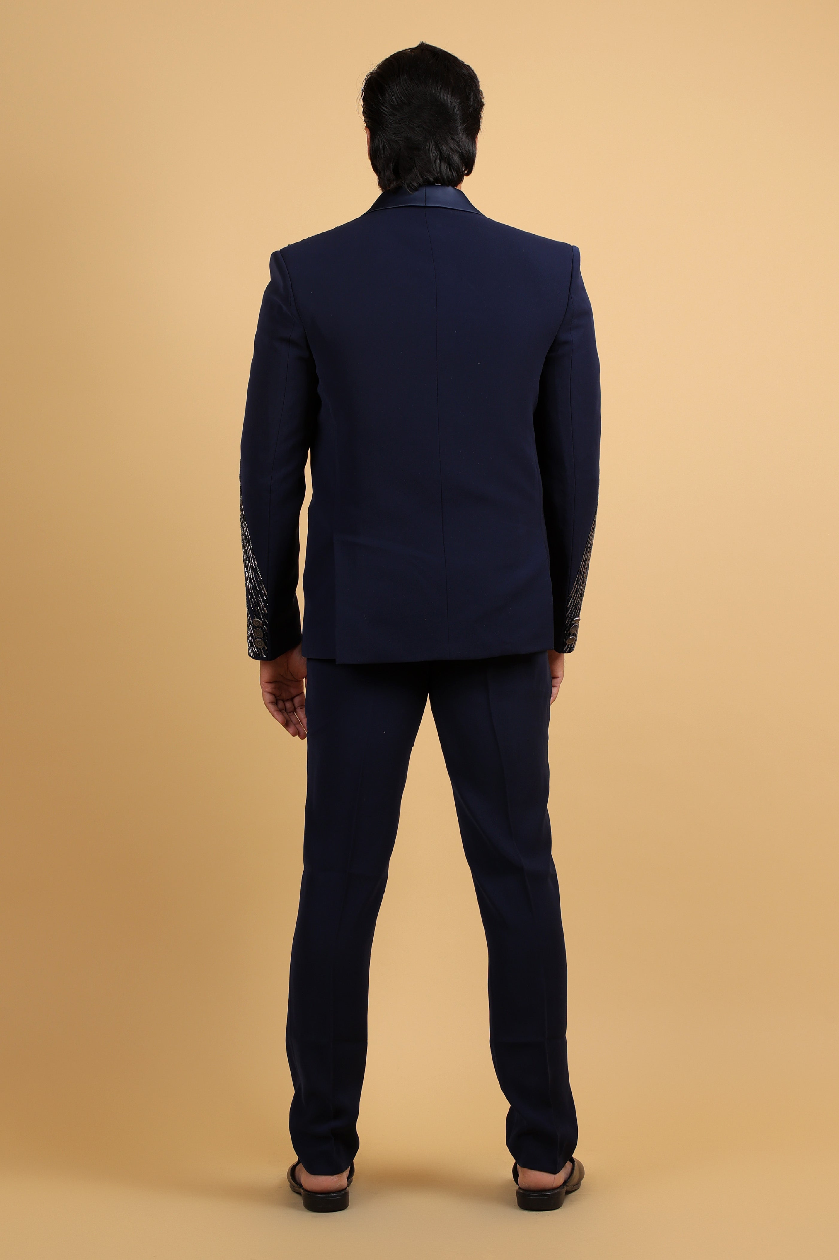 Majestic Royal Blue Hand-Embroidered Tuxedo Set