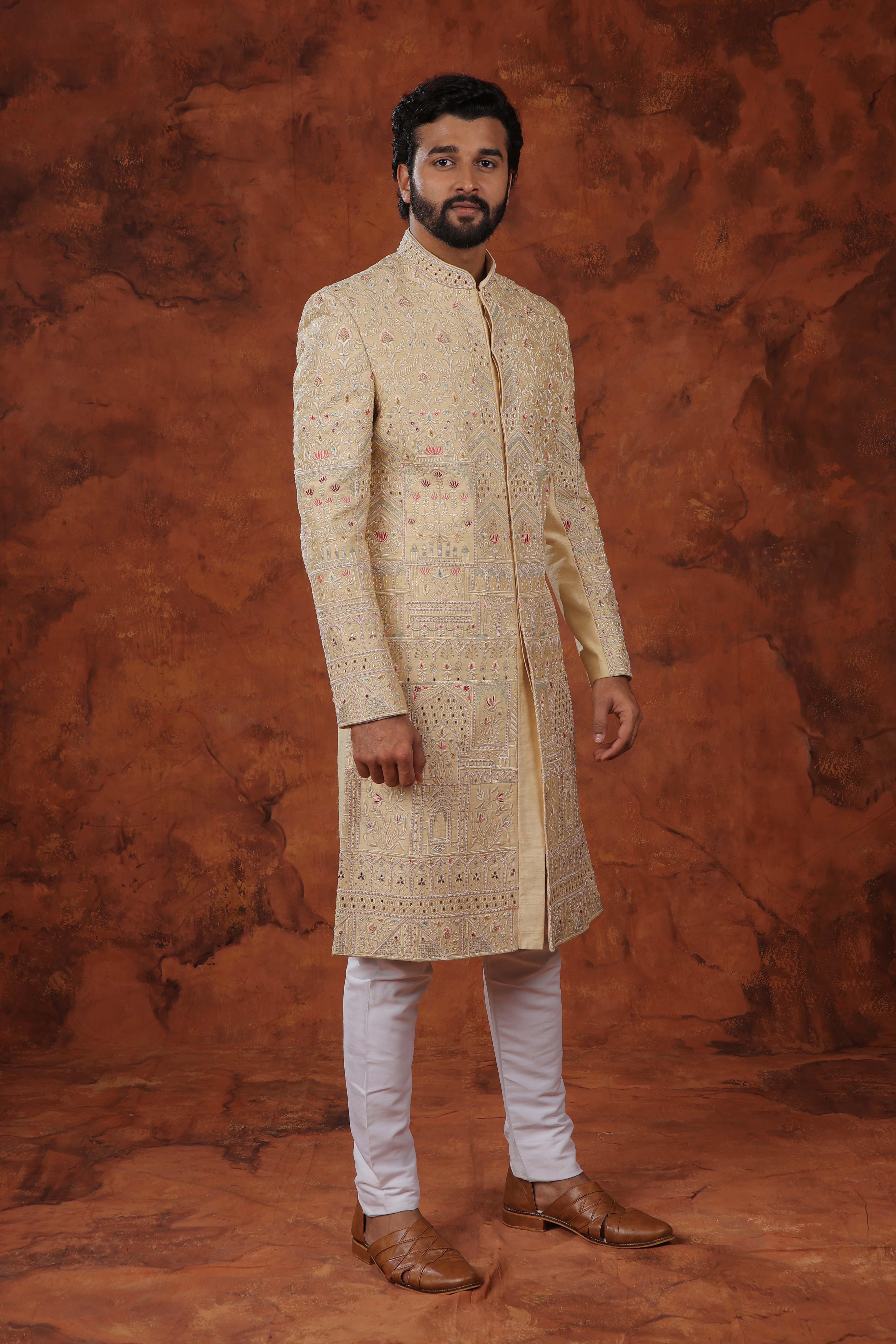 Suvarna Beige Sherwani Set