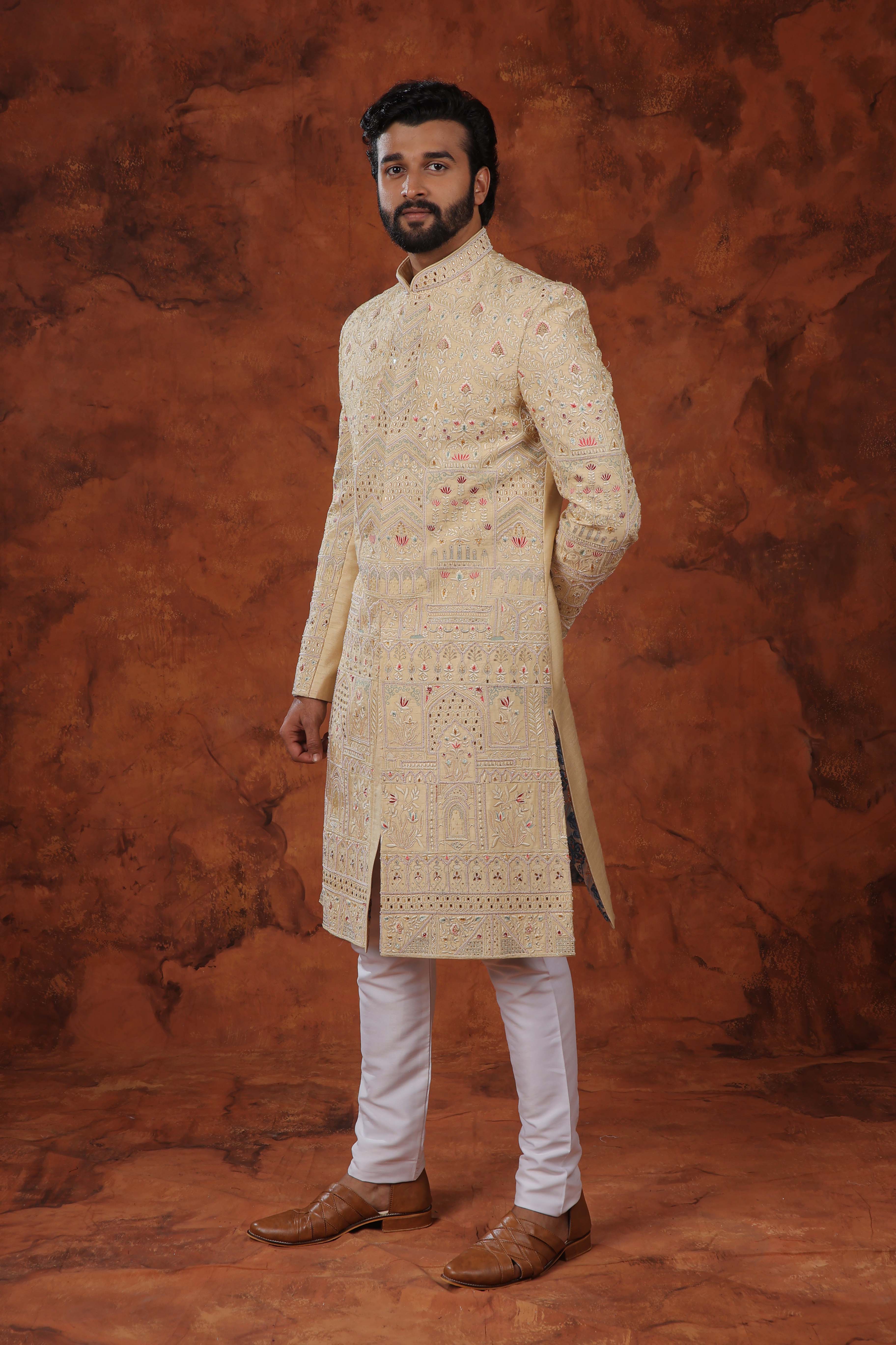 Suvarna Beige Sherwani Set