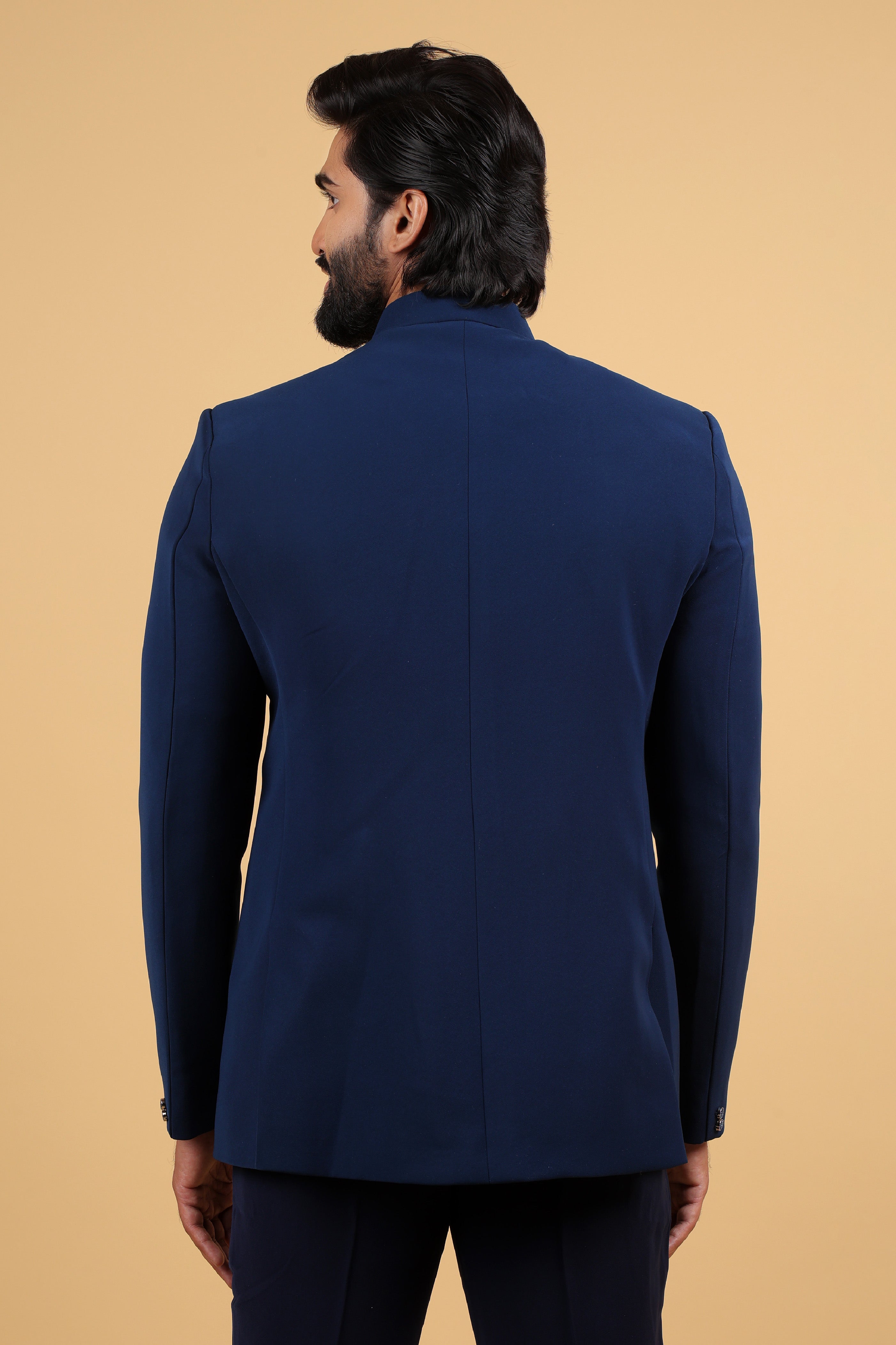 Regal Blue Hand-Embroidered Bandhgala Ensemble