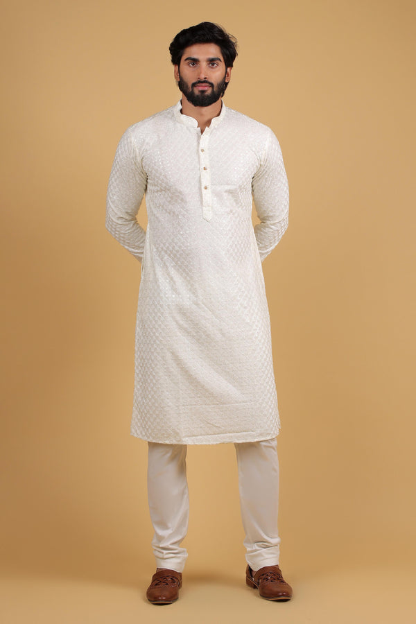 Ivory Radiance Sequin Embroidered Kurta