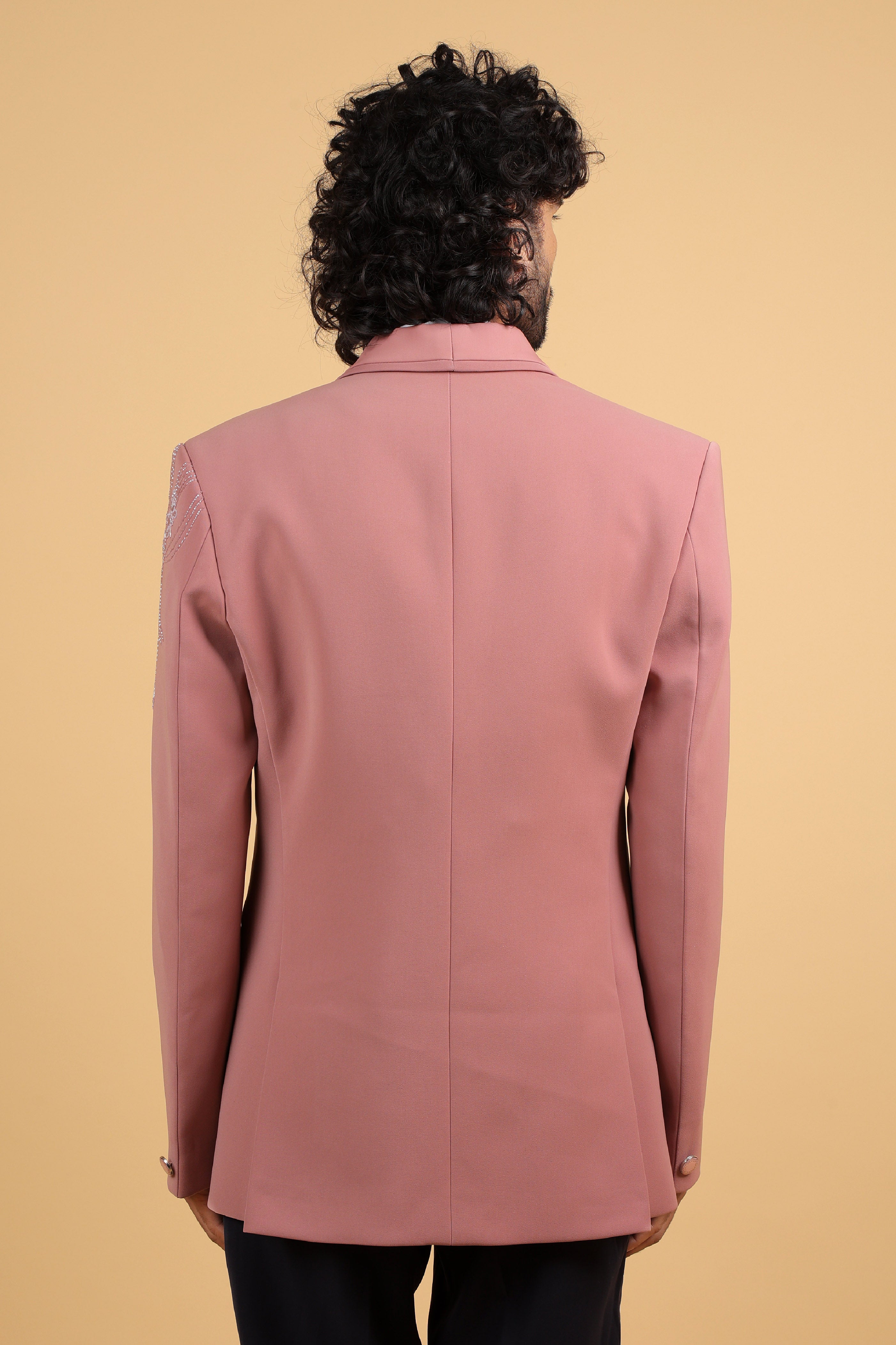 Blush Pink Regal Embroidered 5-Piece Tuxedo Suit