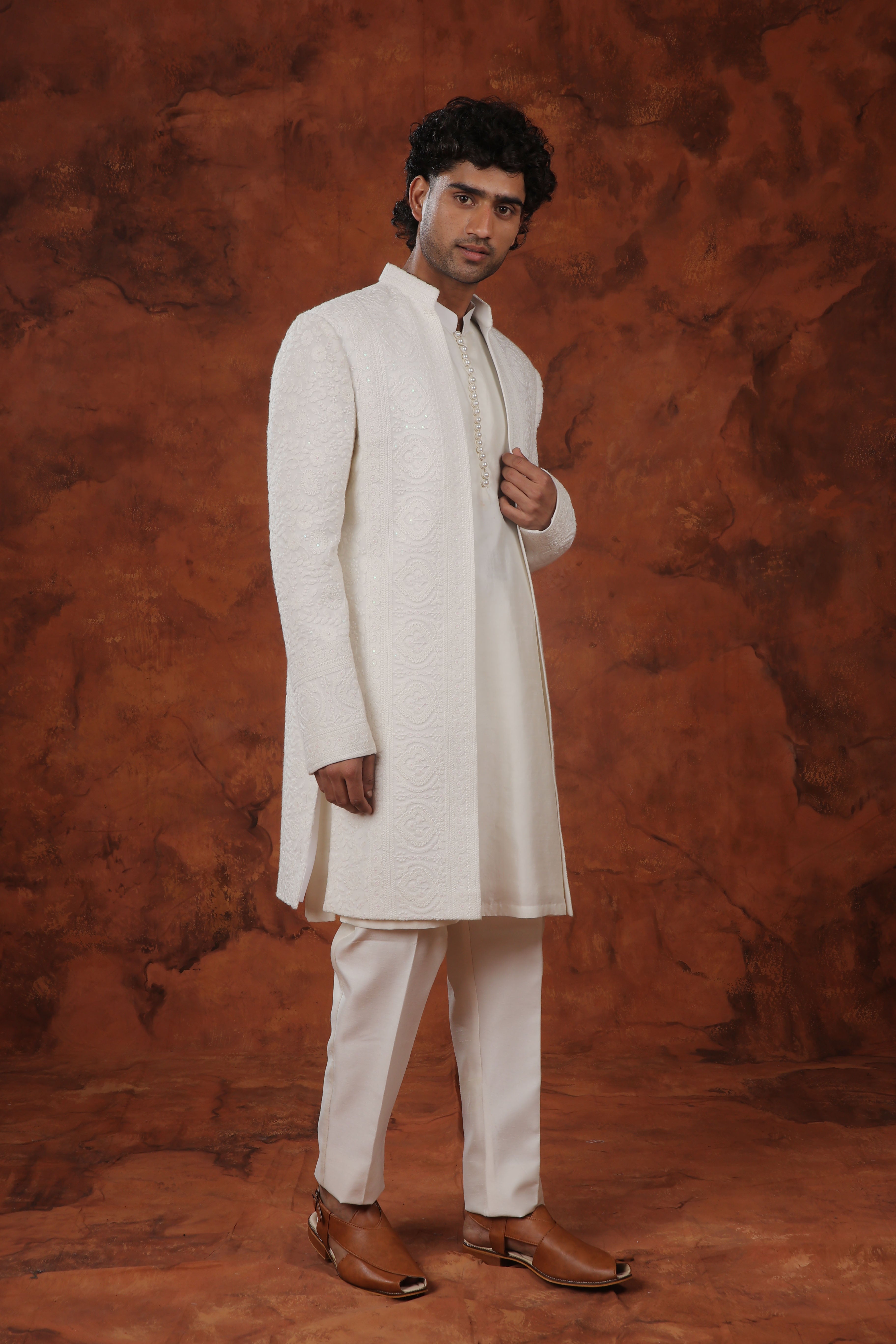 Ivory Grace Embroidered Indowestern Suit