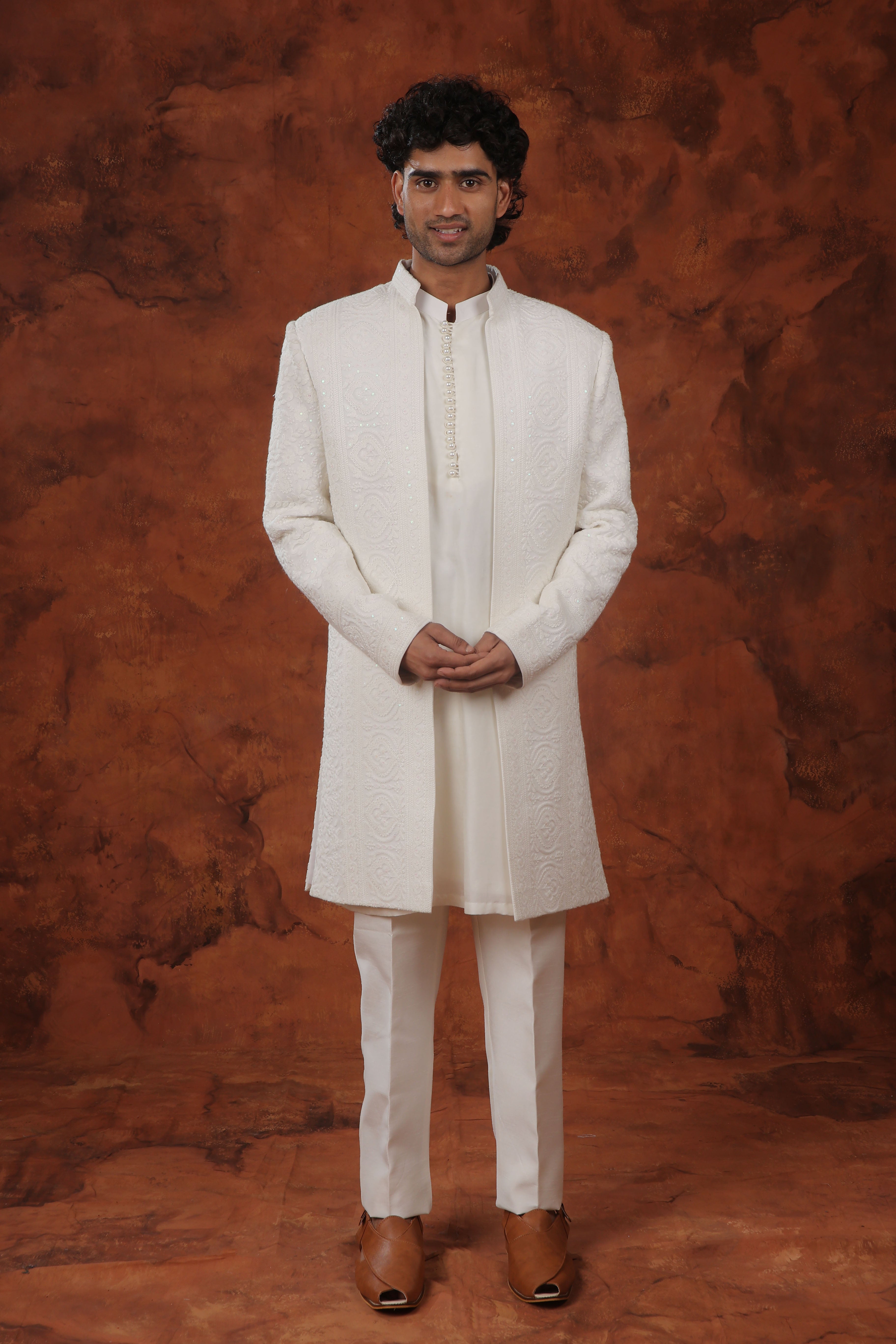 Ivory Grace Embroidered Indowestern Suit