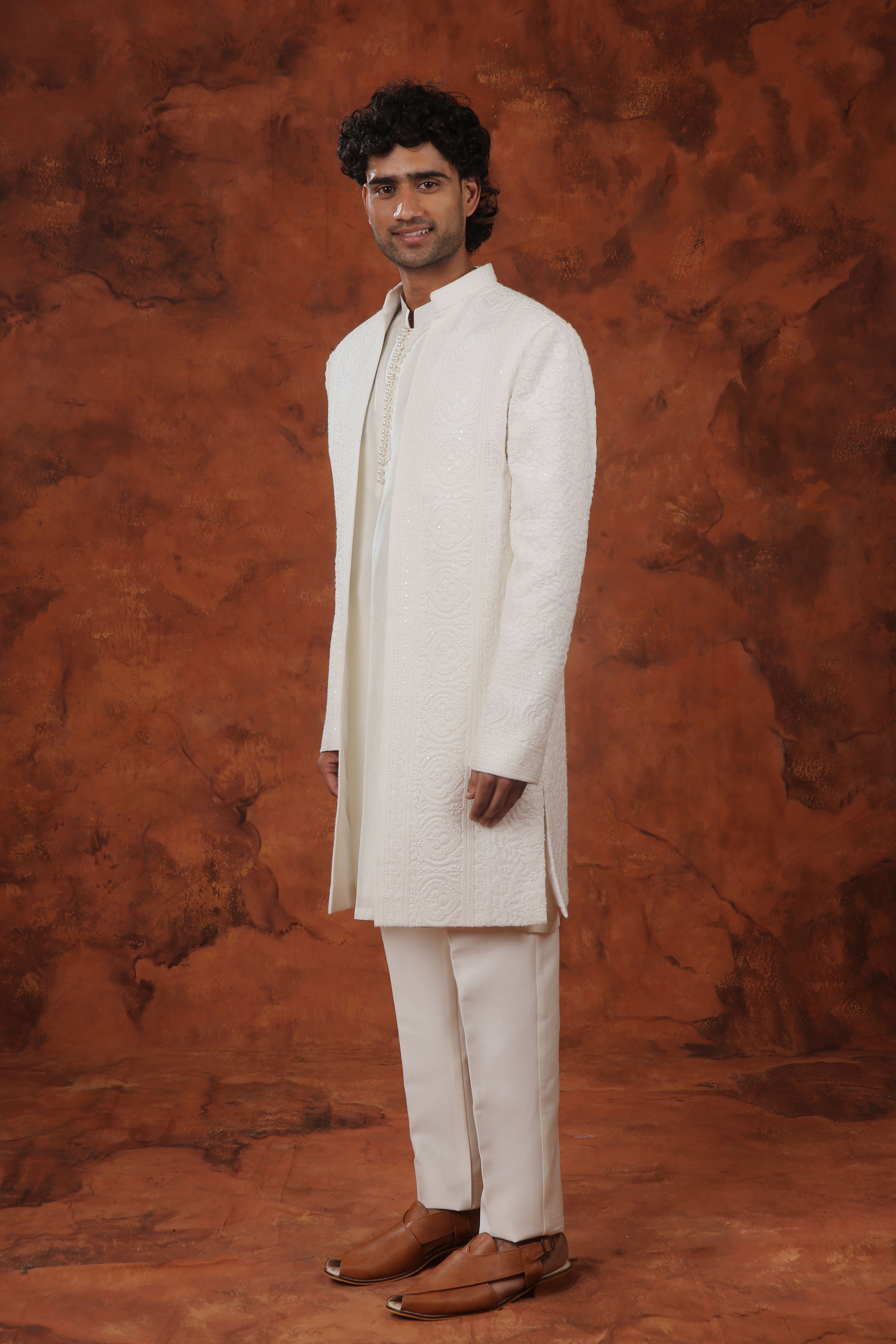 Ivory Grace Embroidered Indowestern Suit
