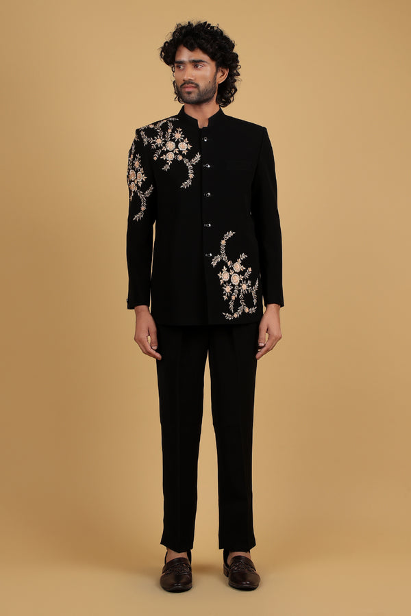 Noir Royale Kasab Embroidered Bandhgala