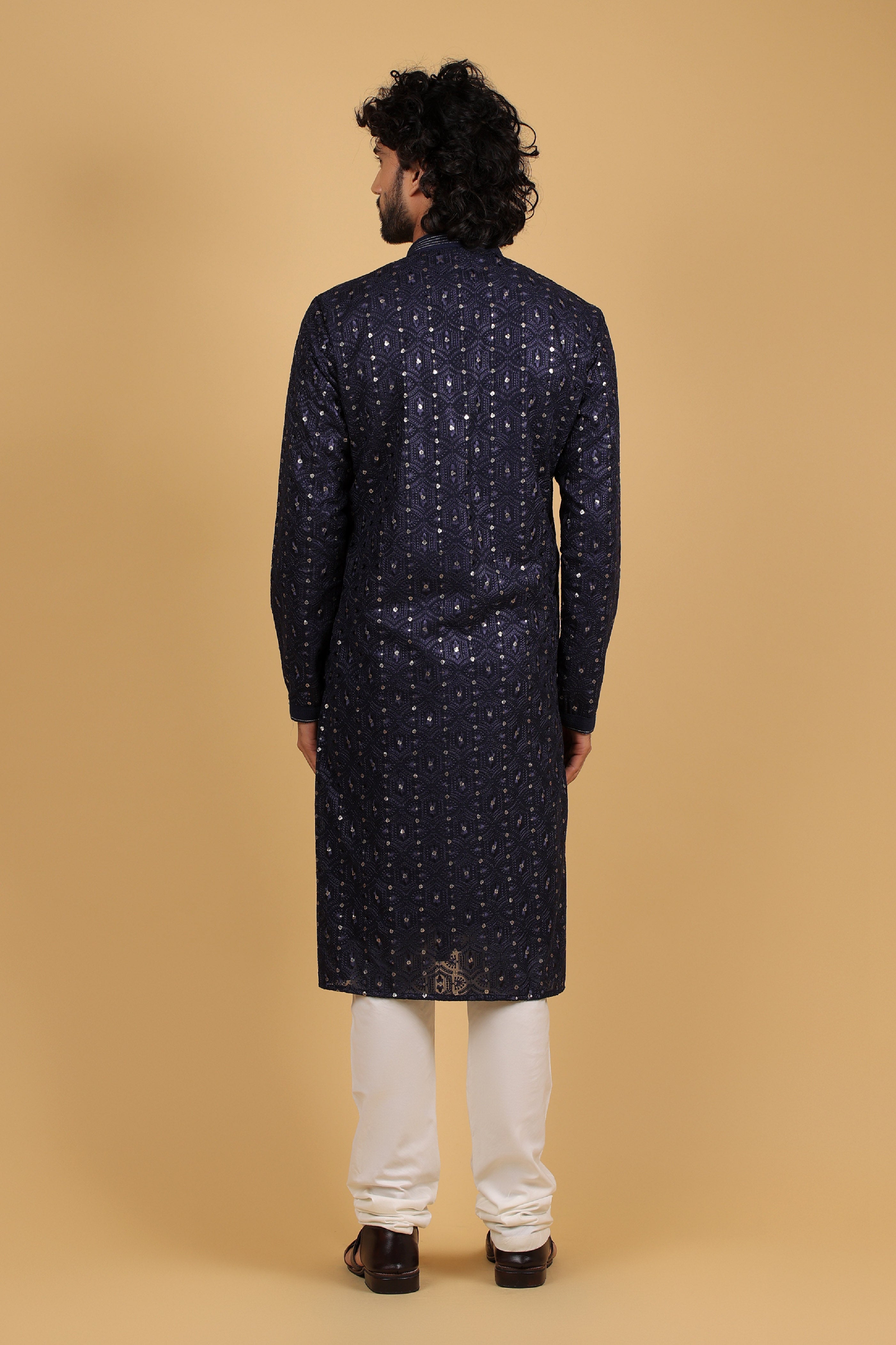 Royal Azure Georgette Kurta with Resham & Sequin Embroidery
