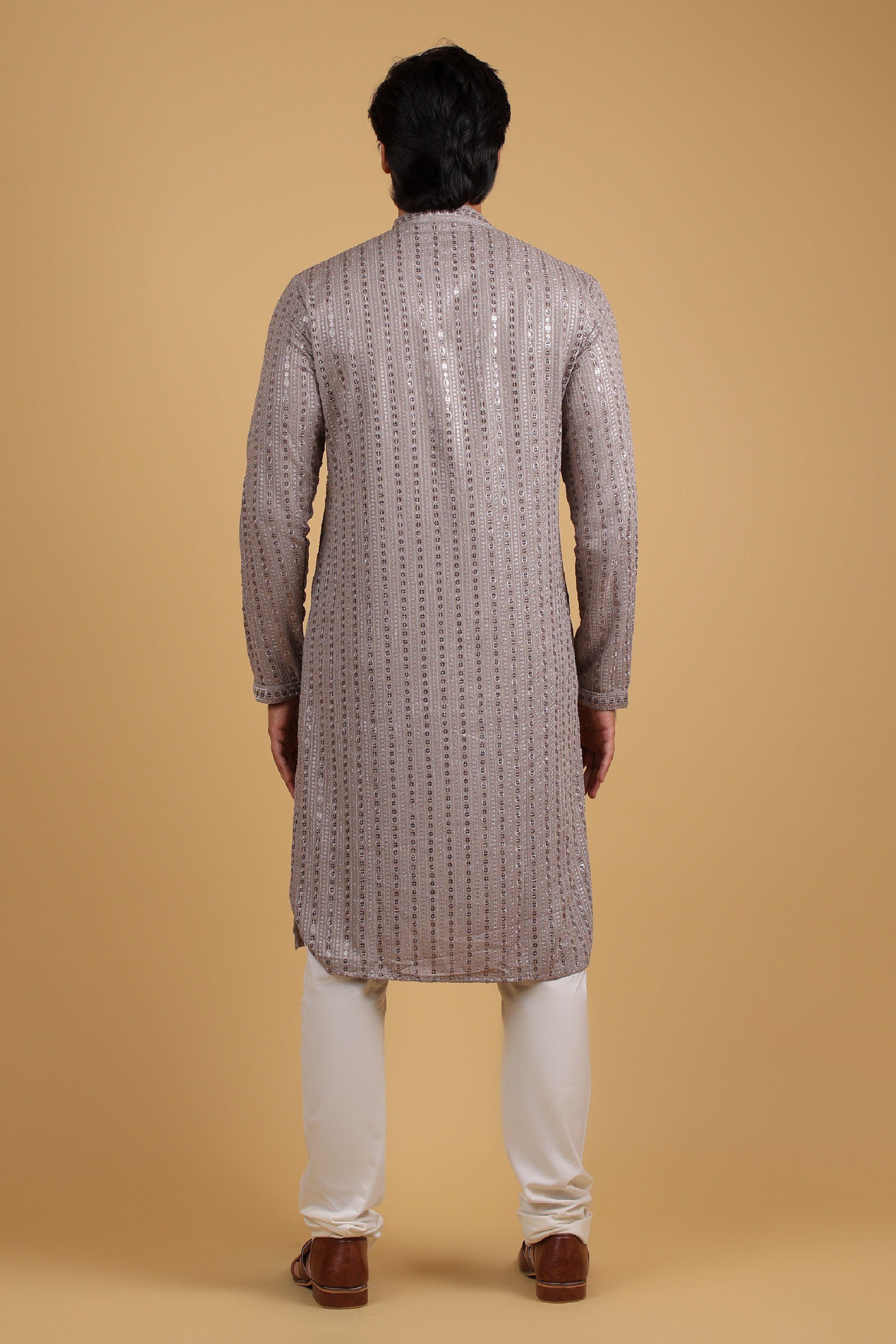 Opulent Beige Sequin Embroidered Kurta