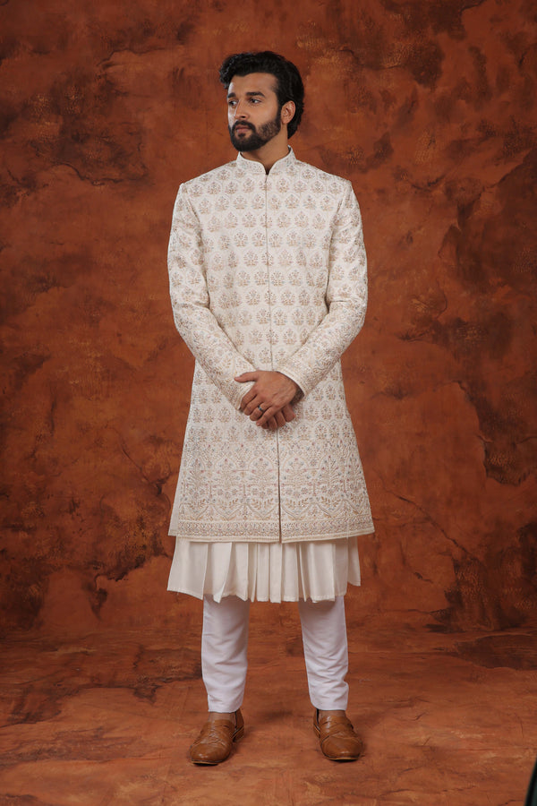 Ivory Kalam Sherwani Set