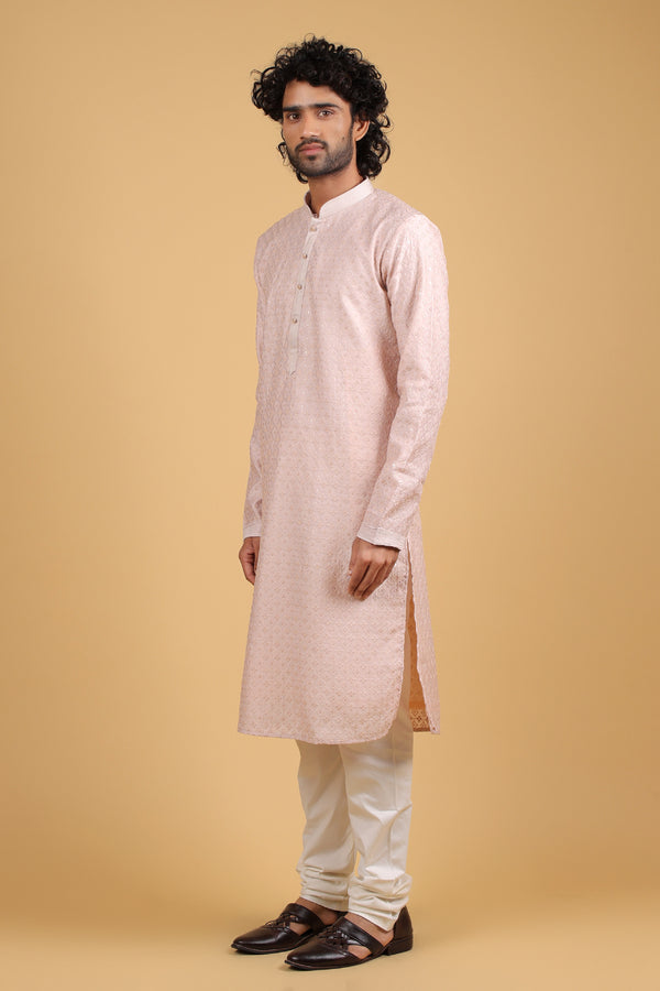 Peach Luxe Resham Kurta