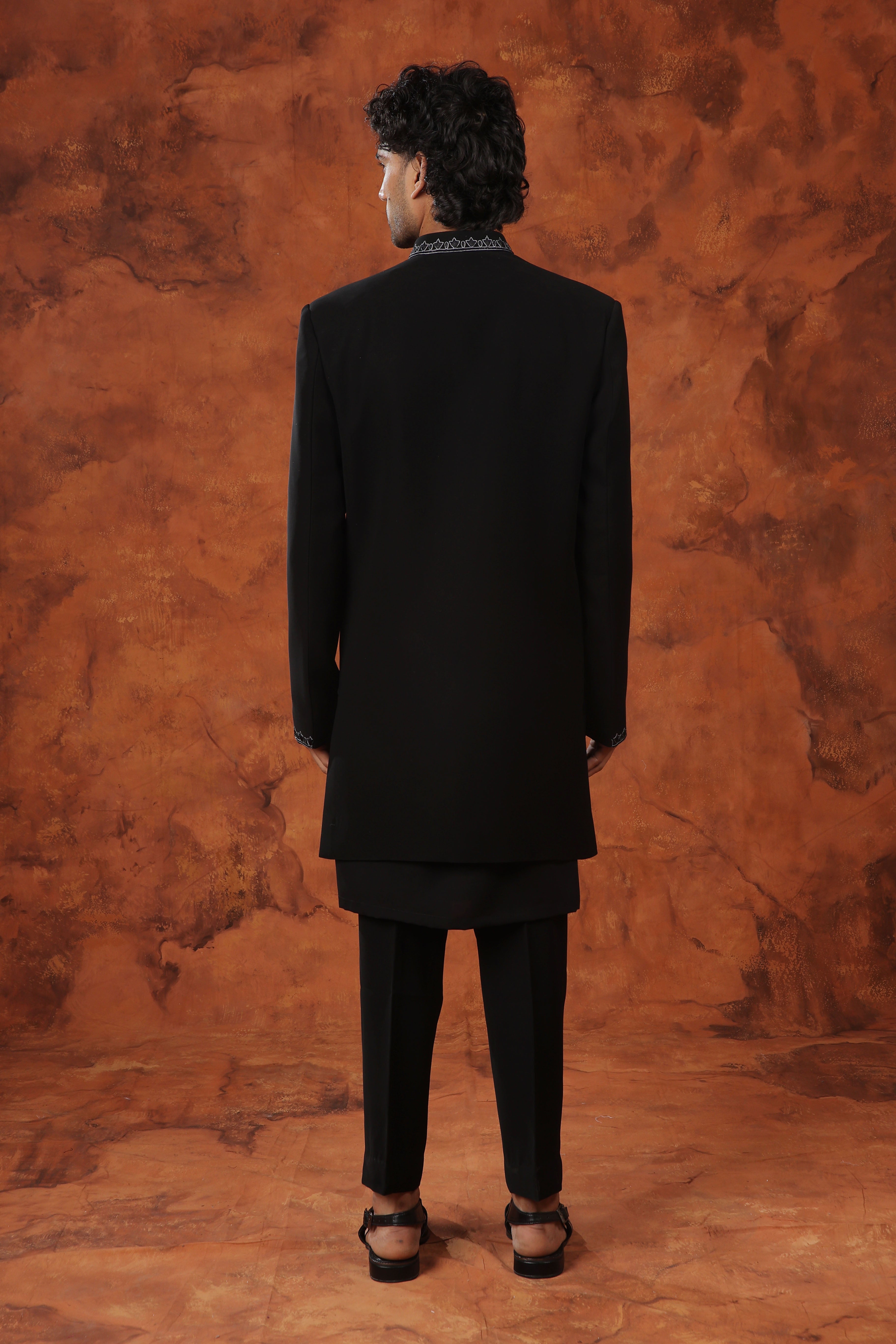 Noir Edge Resham & Cutdana three layer Indowestern