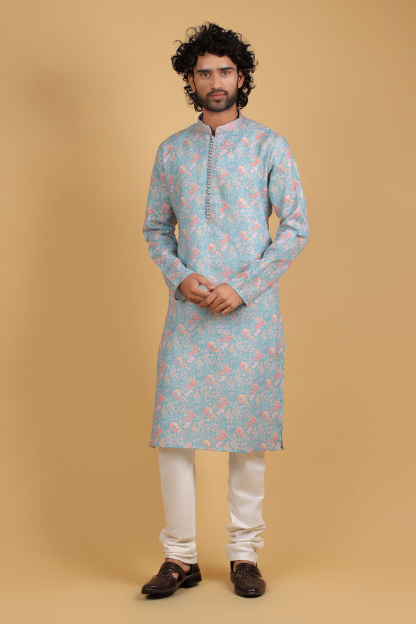 Botanical Bloom Cotton Linen Kurta