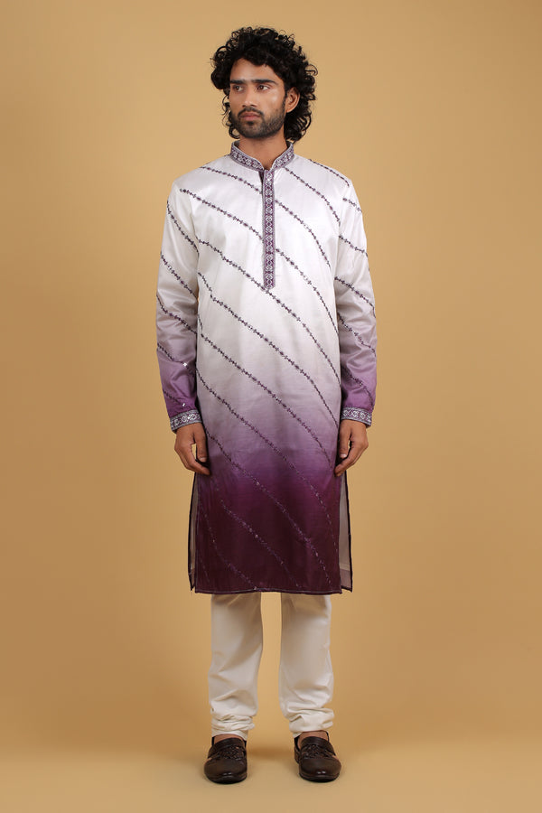 Imperial Ombre Purple Silk Kurta