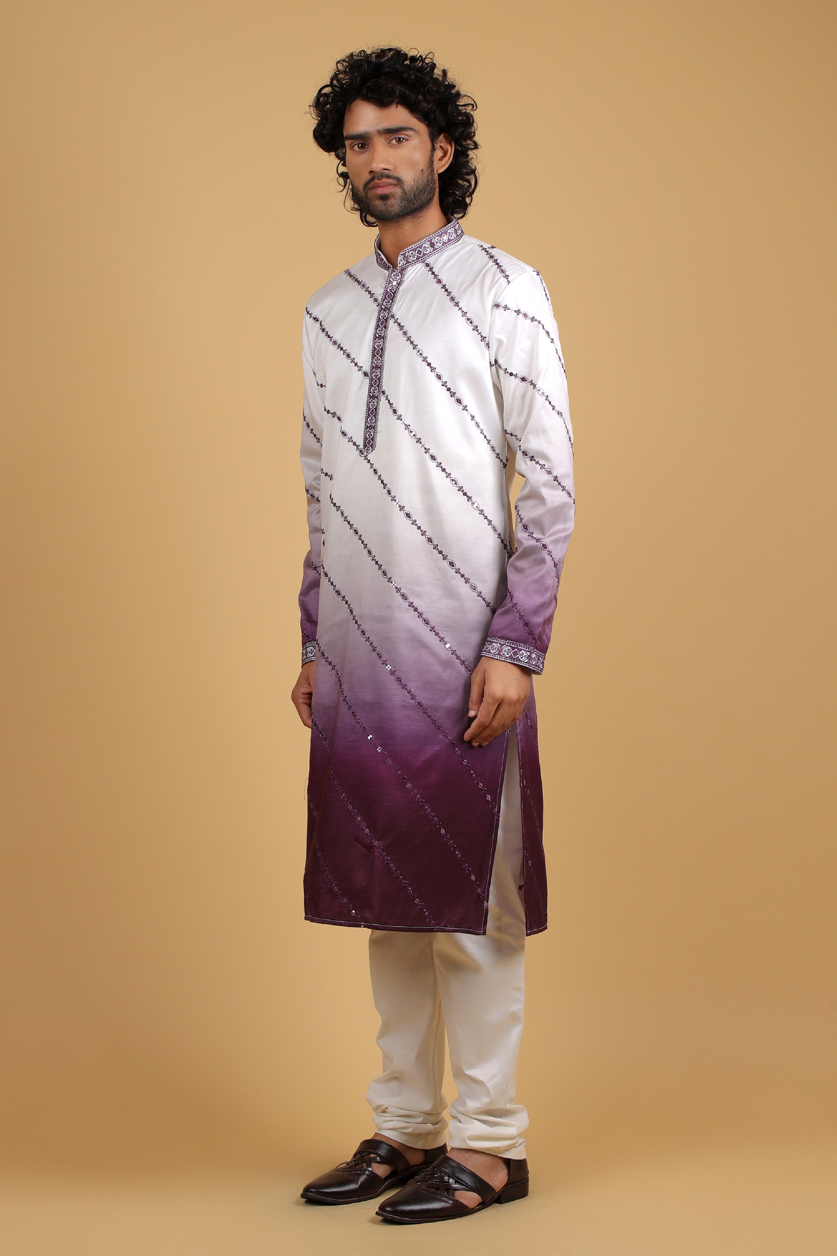 Imperial Ombre Purple Silk Kurta