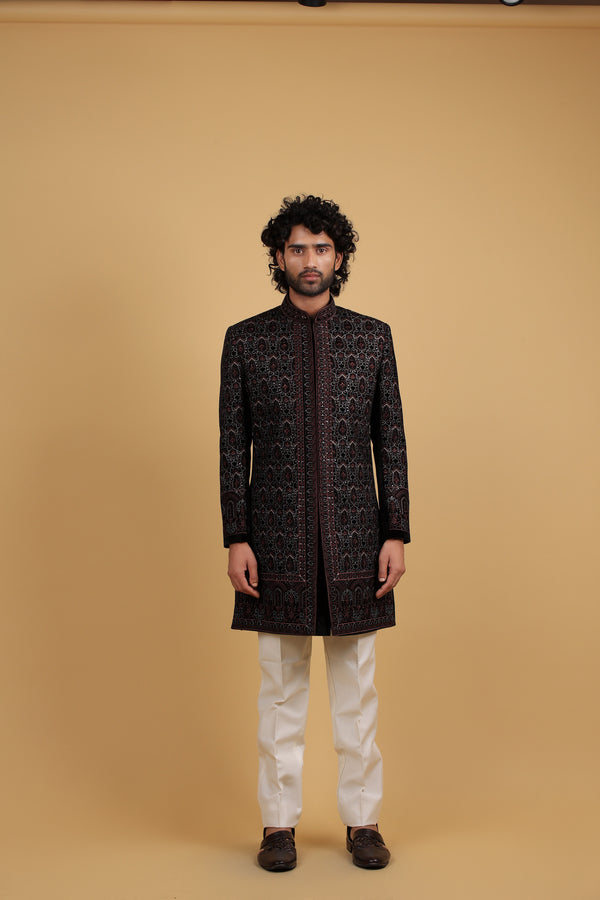 Noir Elegance Embroidered Indo-Western Ensemble