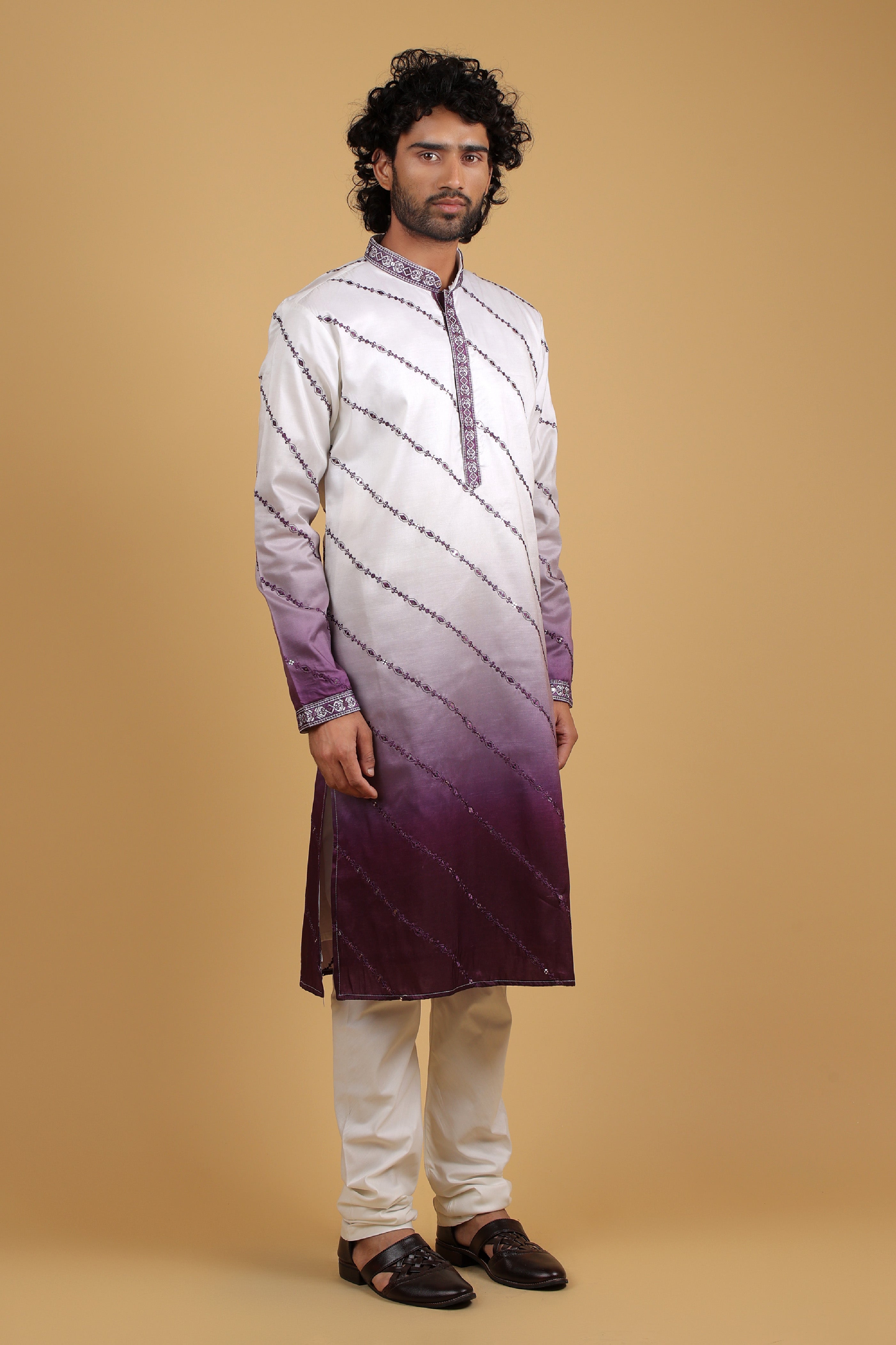 Imperial Ombre Purple Silk Kurta