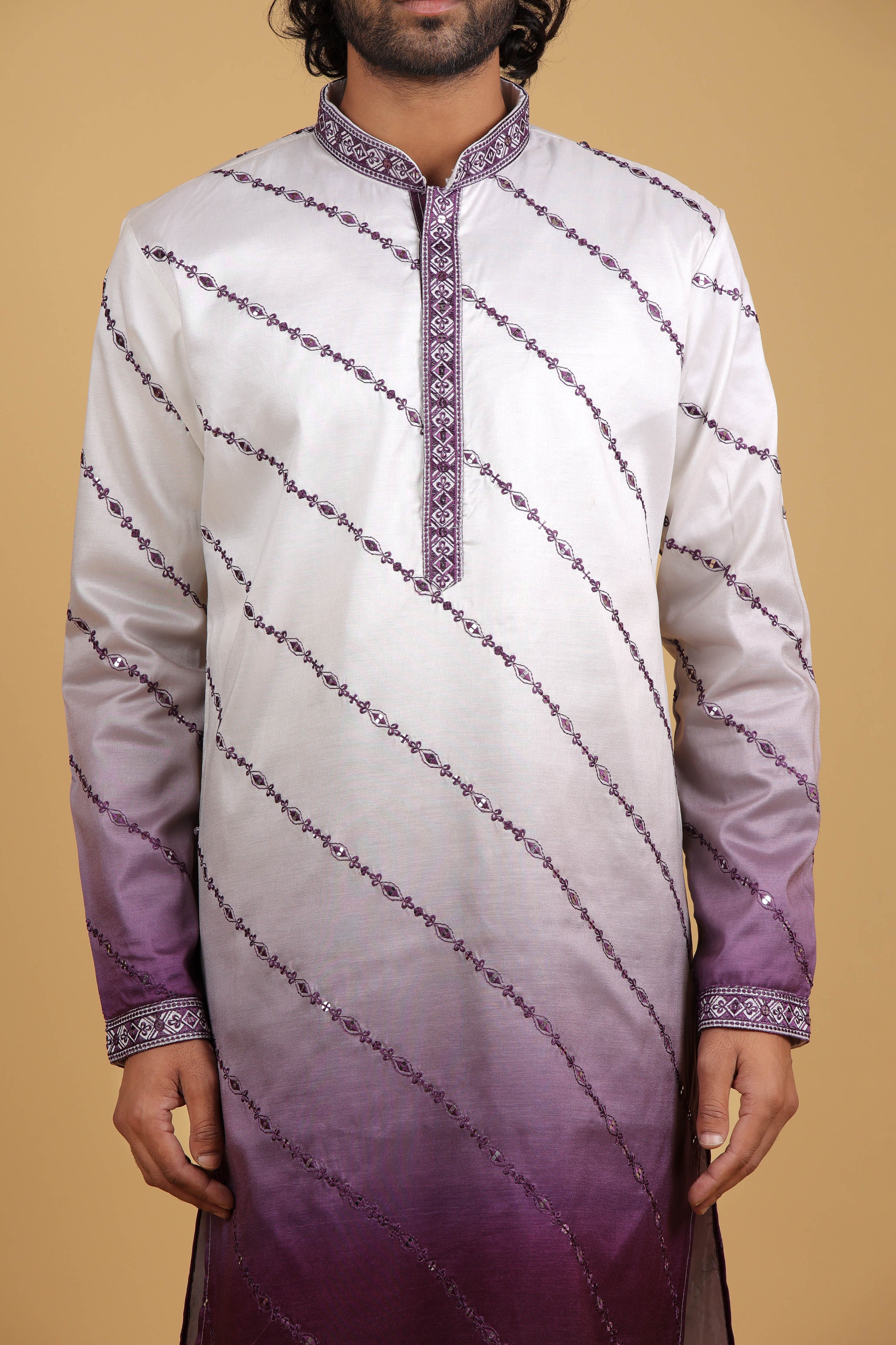 Imperial Ombre Purple Silk Kurta