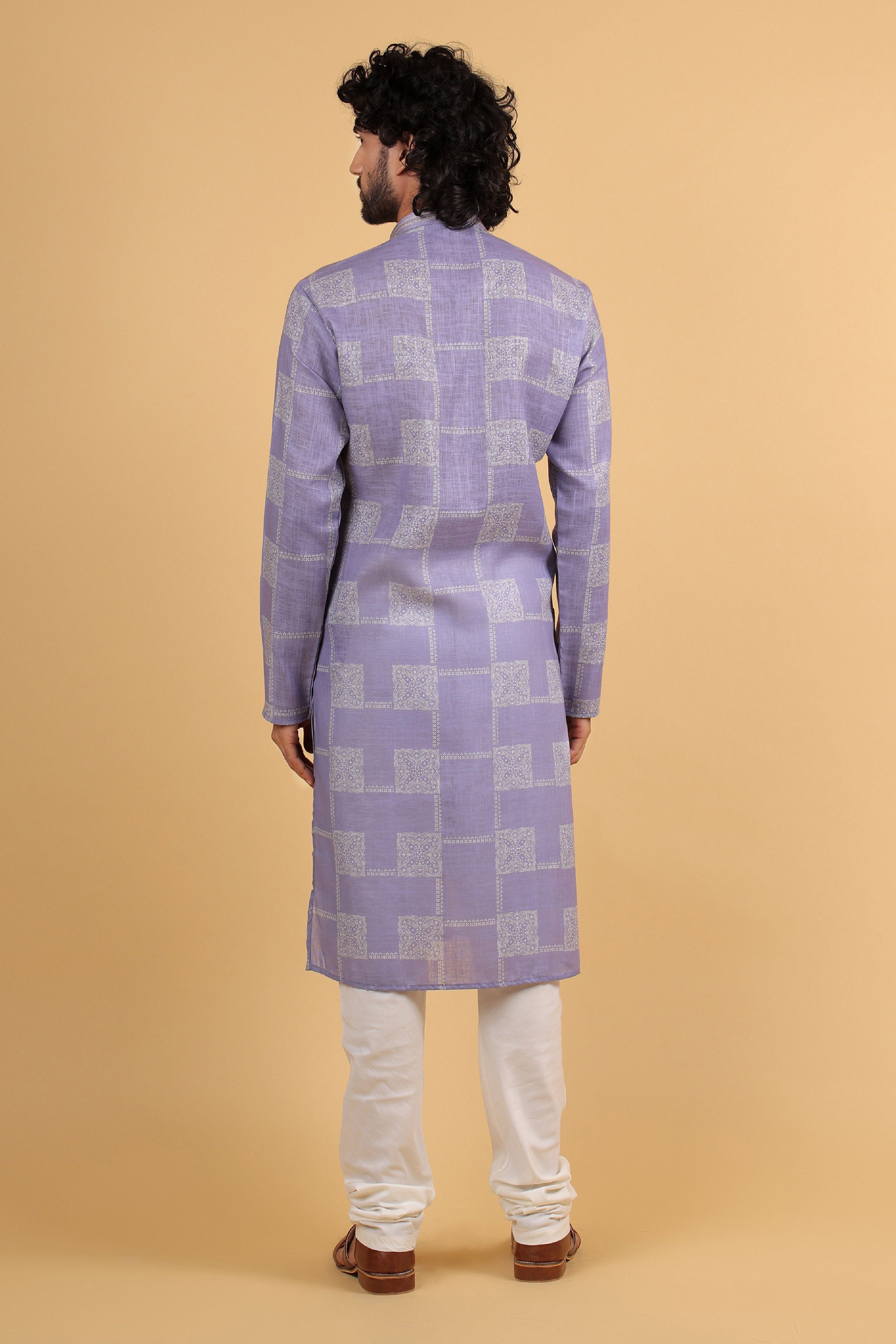 Royal Mauve Maple Print Kurta
