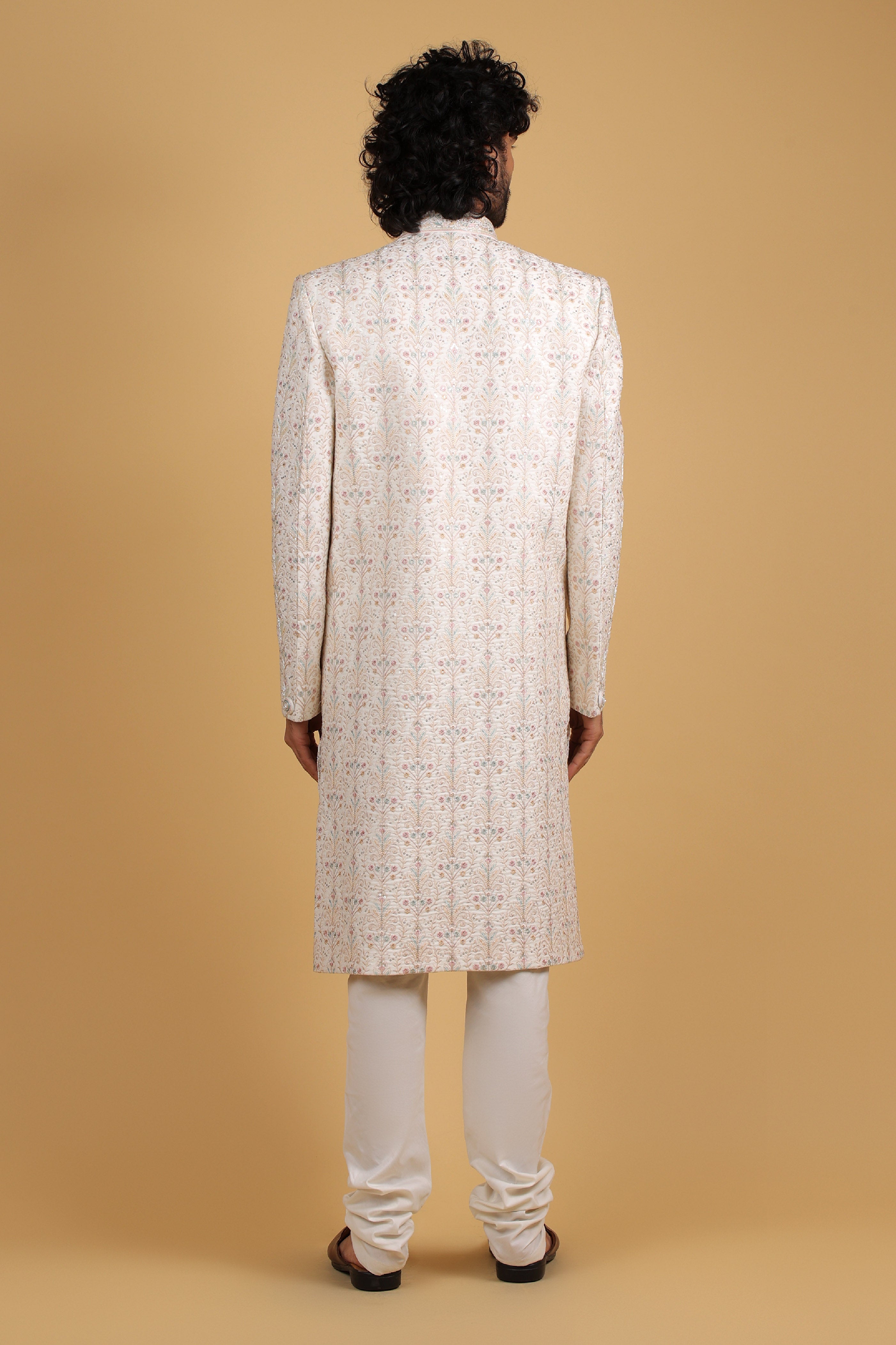 Imperial Off-White Multi-Thread Handcrafted Groom Sherwani