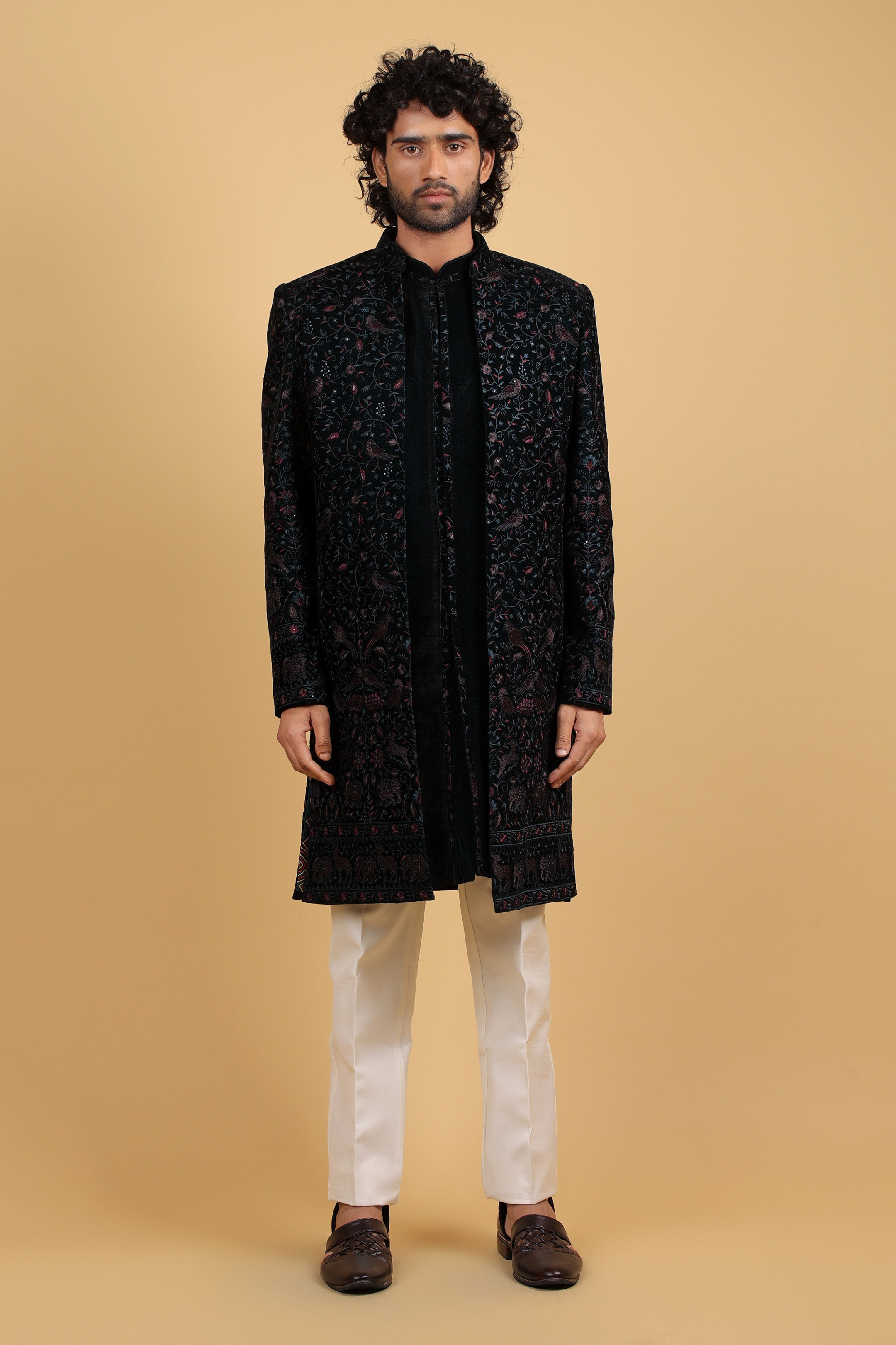 Majestic Teal Multi Embroidered Indo-Western Ensemble