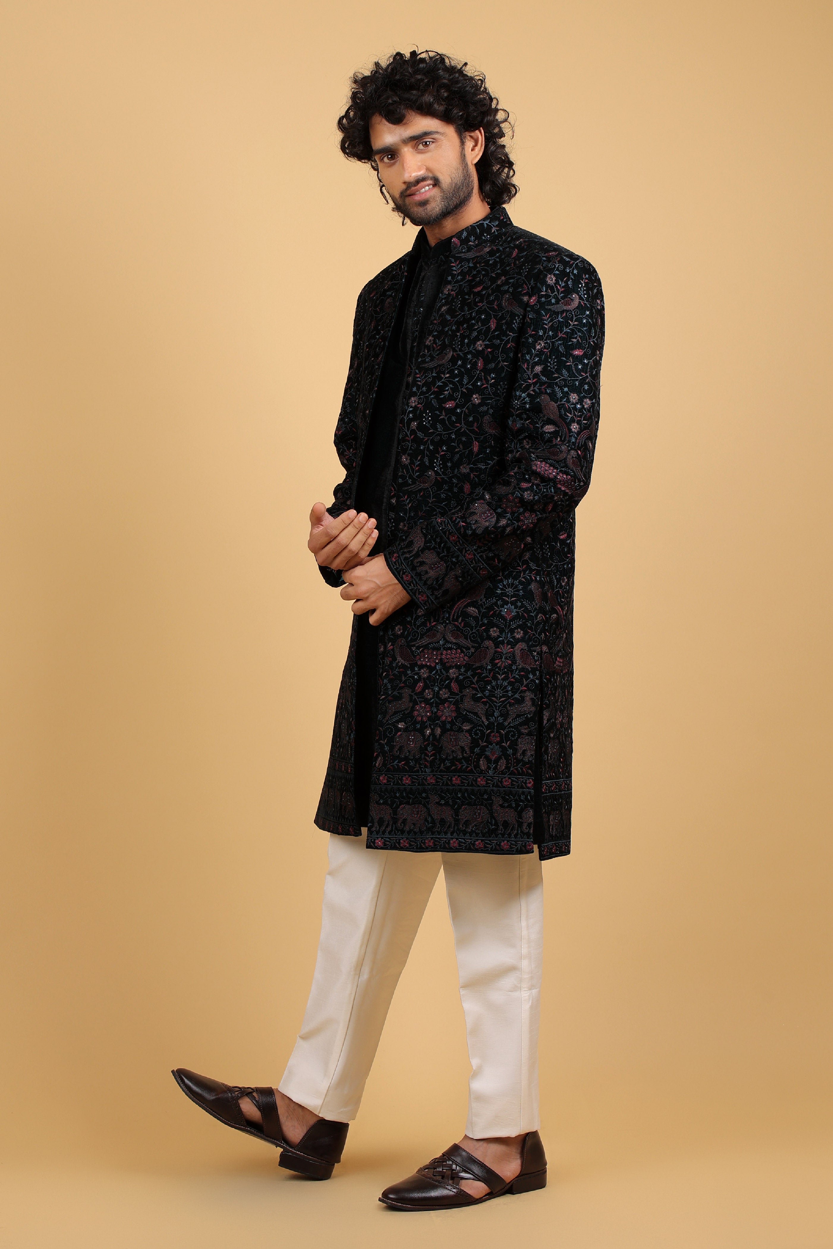 Majestic Teal Multi Embroidered Indo-Western Ensemble
