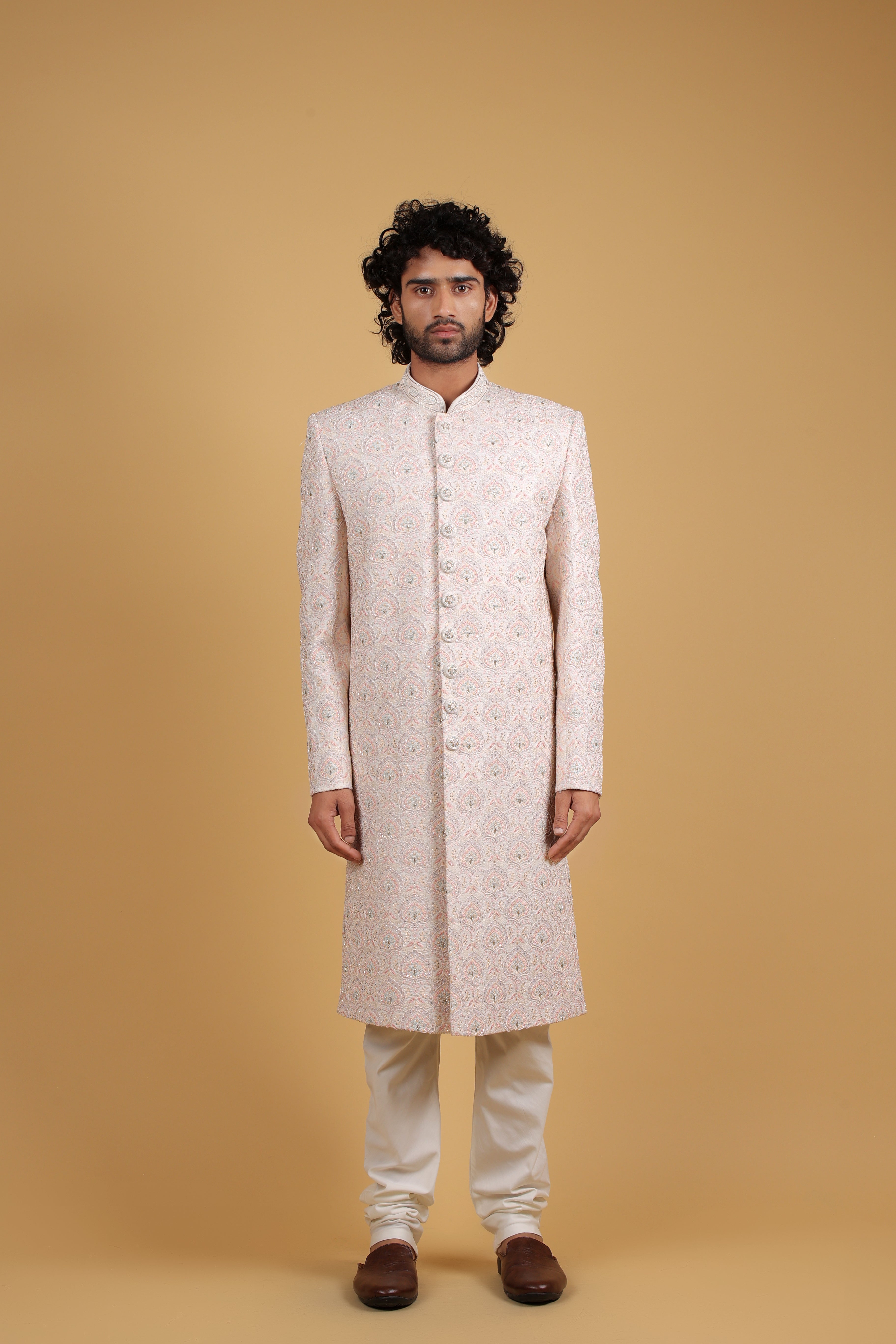 Ivory Majesty Multi-Thread Zari Sherwani Ensemble