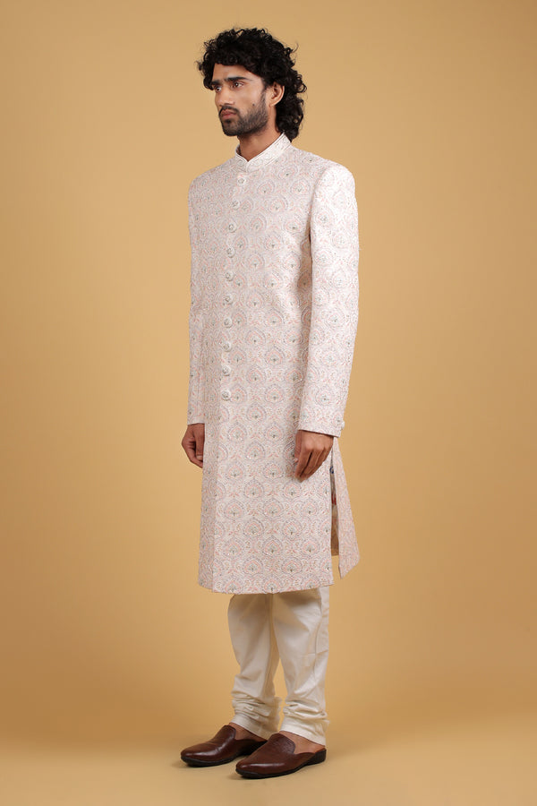 Ivory Majesty Multi-Thread Zari Sherwani Ensemble