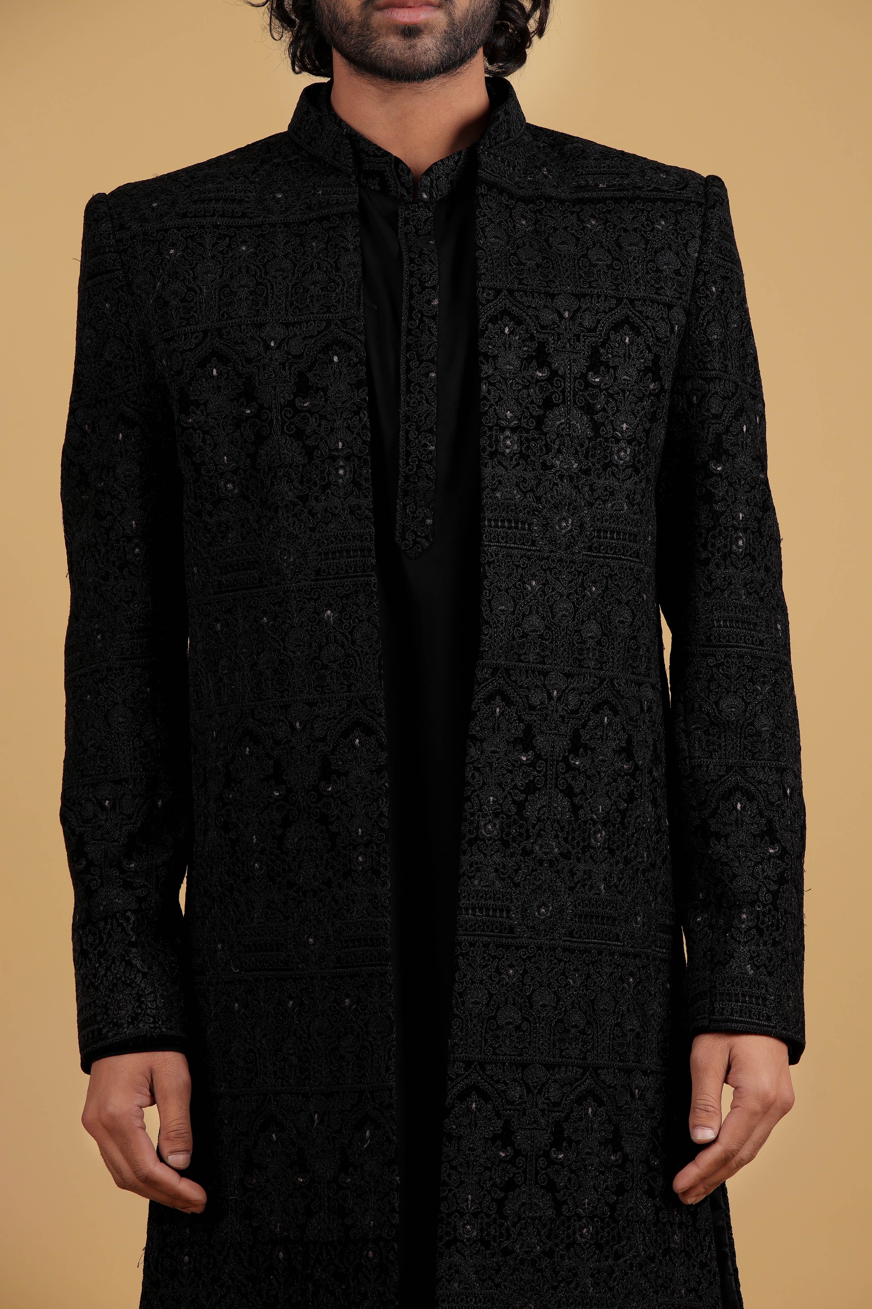 Noir Majesty Embroidered Indo-Western Ensemble