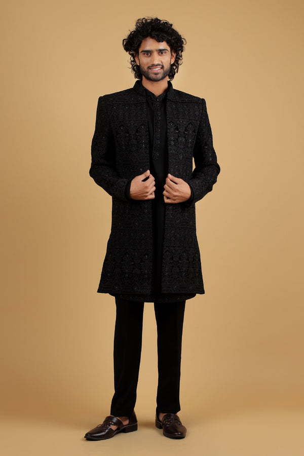Noir Majesty Embroidered Indo-Western Ensemble