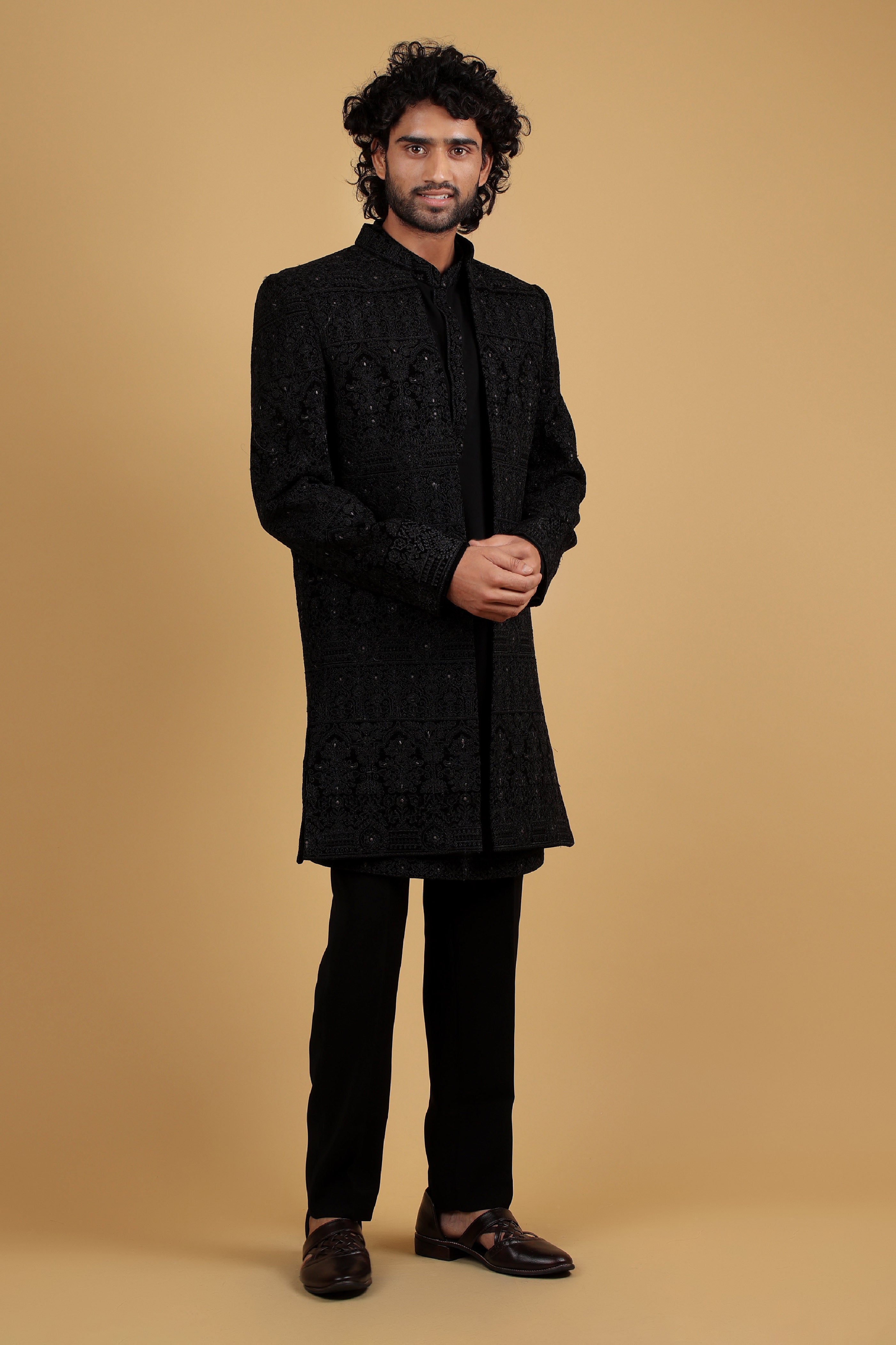 Noir Majesty Embroidered Indo-Western Ensemble
