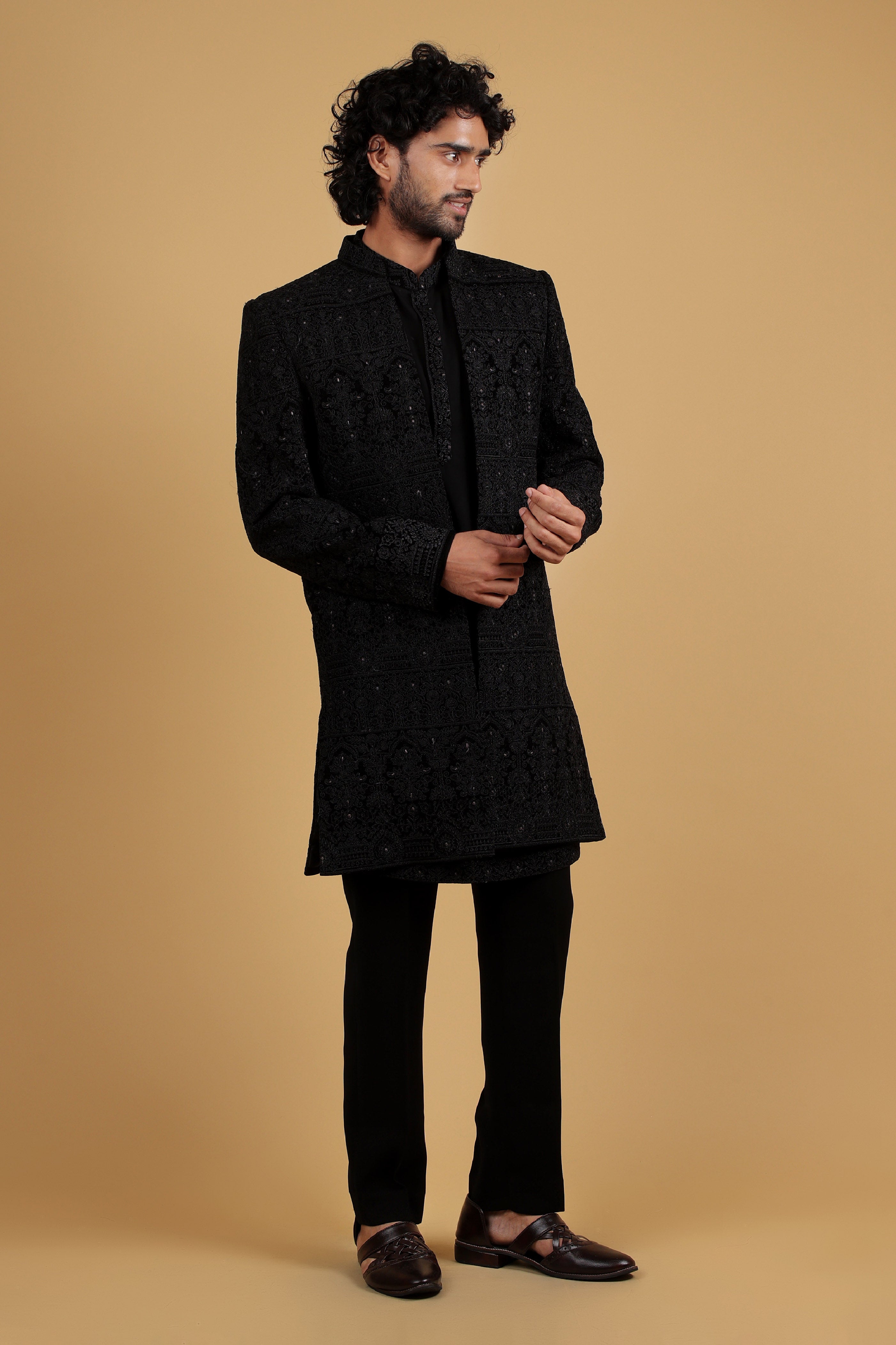 Noir Majesty Embroidered Indo-Western Ensemble