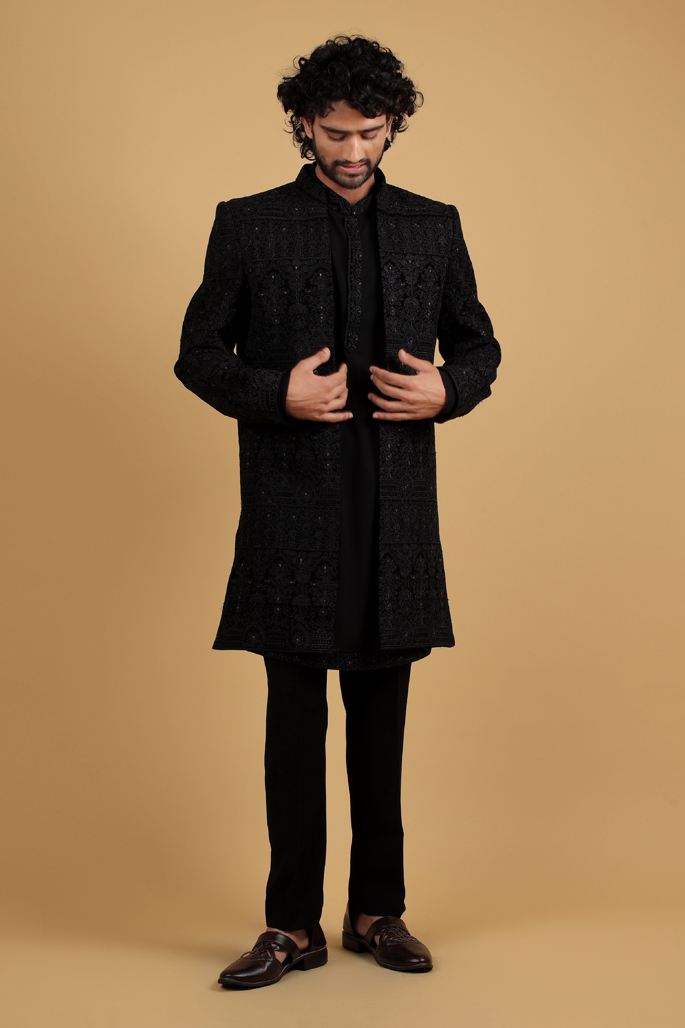 Noir Majesty Embroidered Indo-Western Ensemble