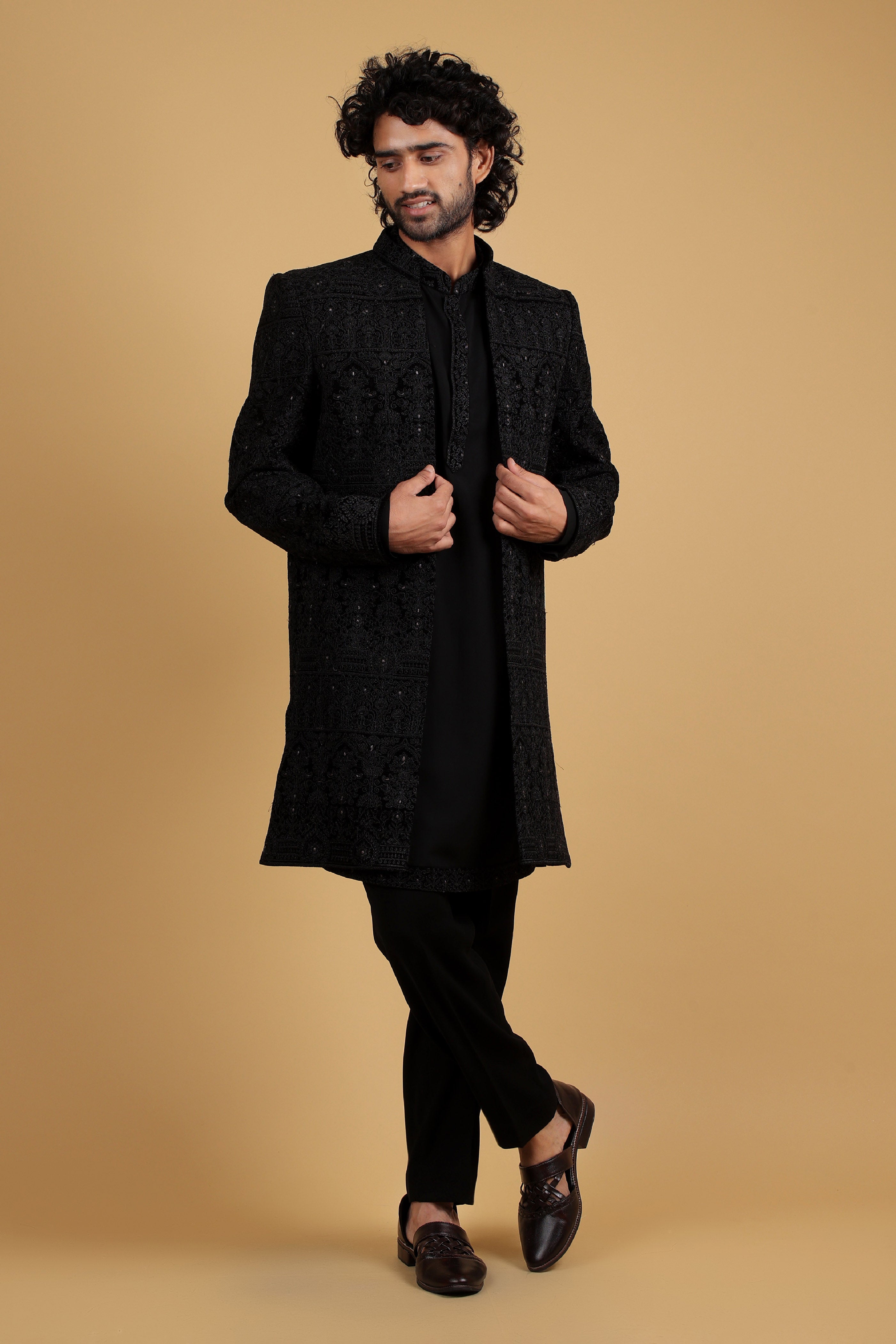 Noir Majesty Embroidered Indo-Western Ensemble