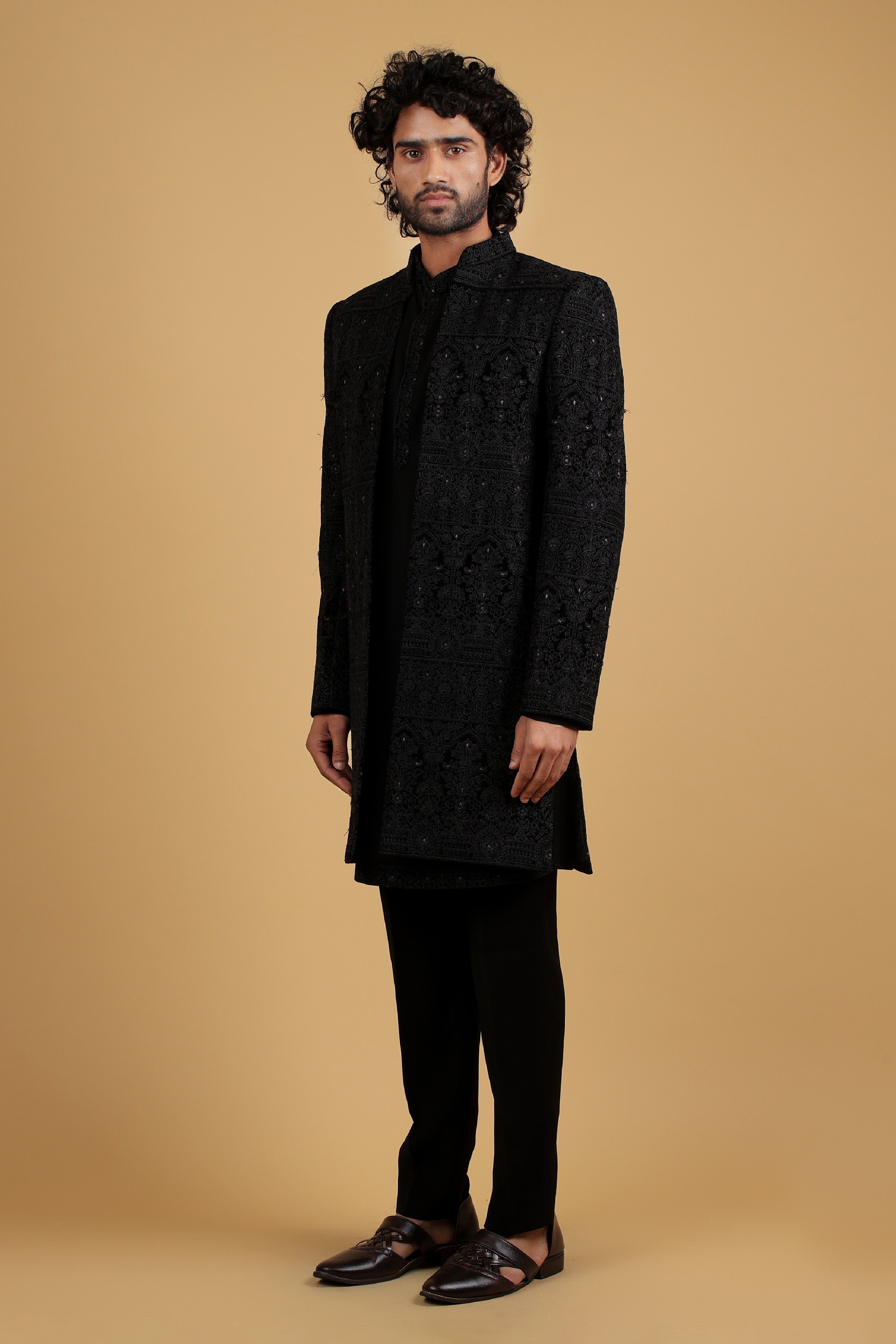 Noir Majesty Embroidered Indo-Western Ensemble