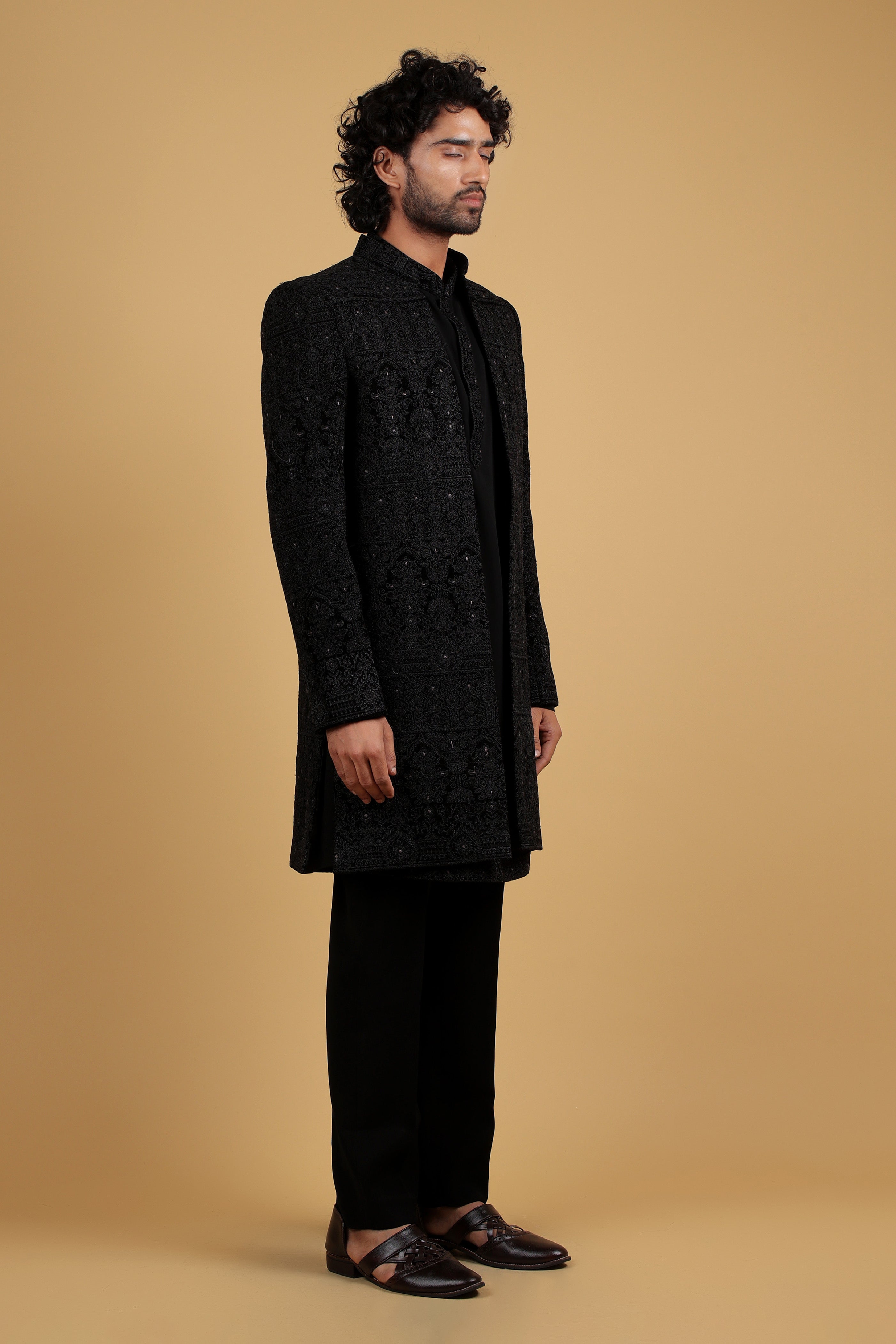 Noir Majesty Embroidered Indo-Western Ensemble