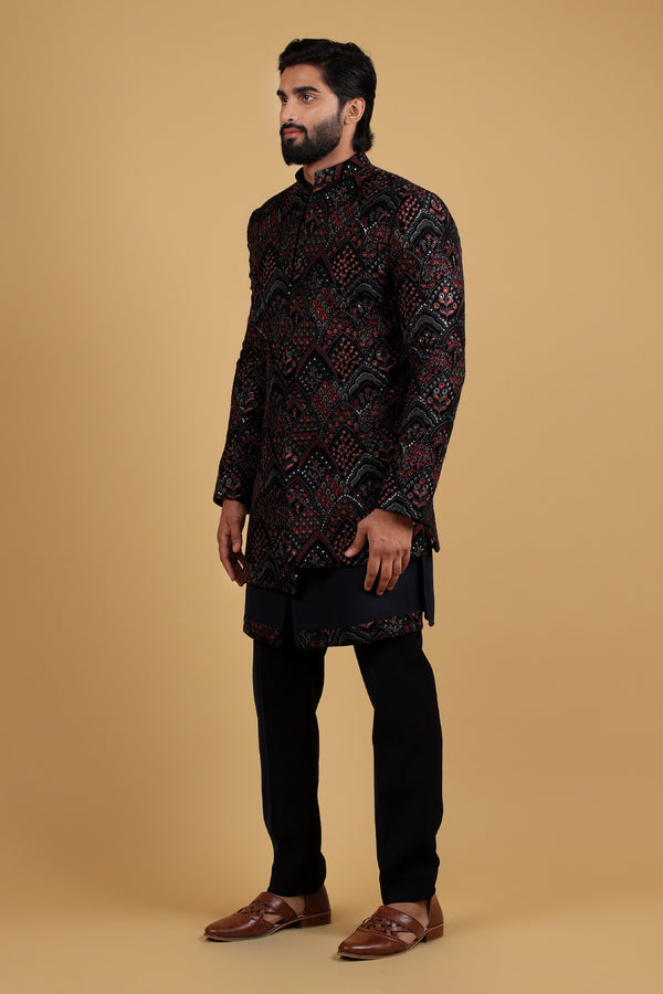 Royal Azure Embroidered Indo-Western