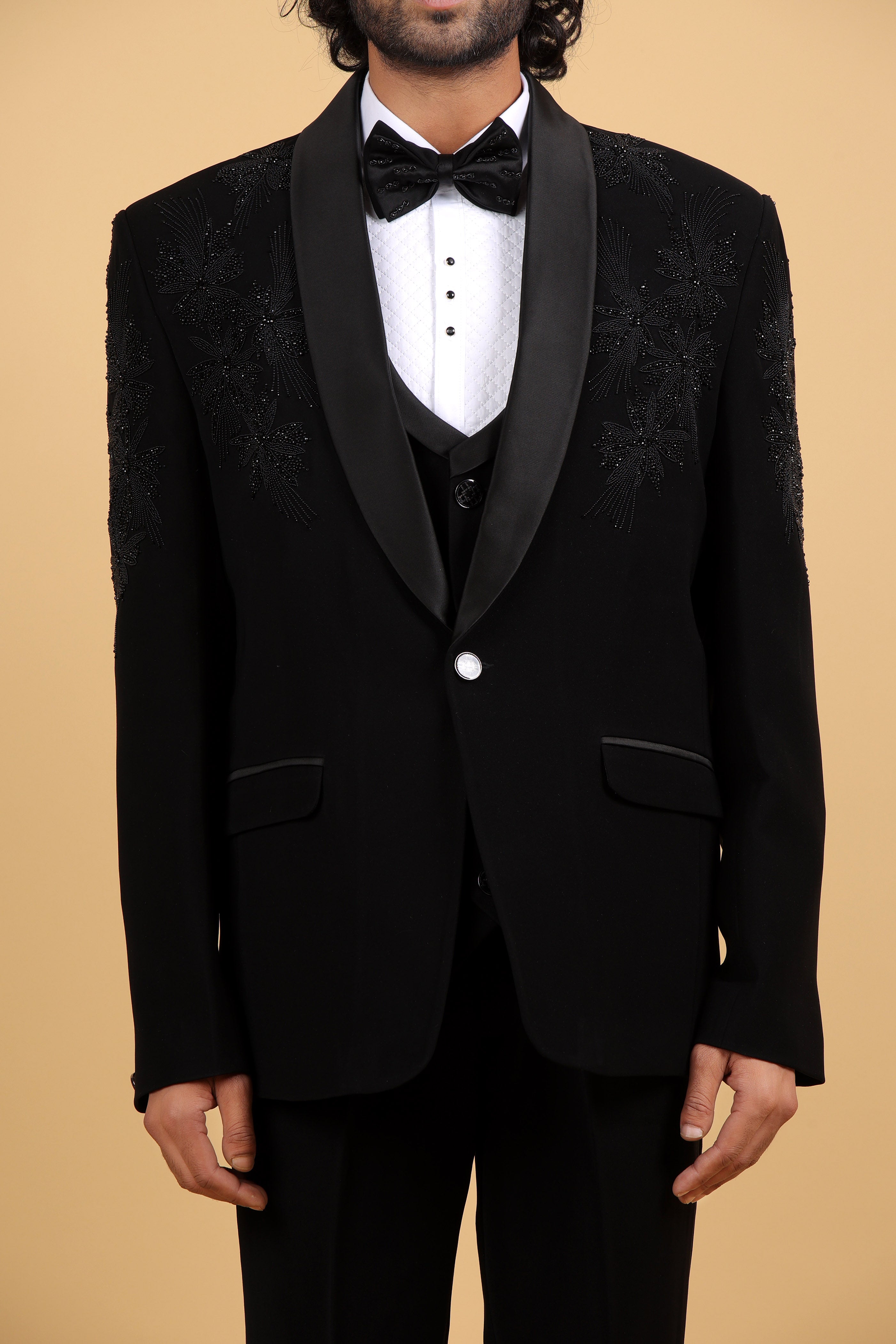 Black Bloom Embroidered Tuxedo Ensemble