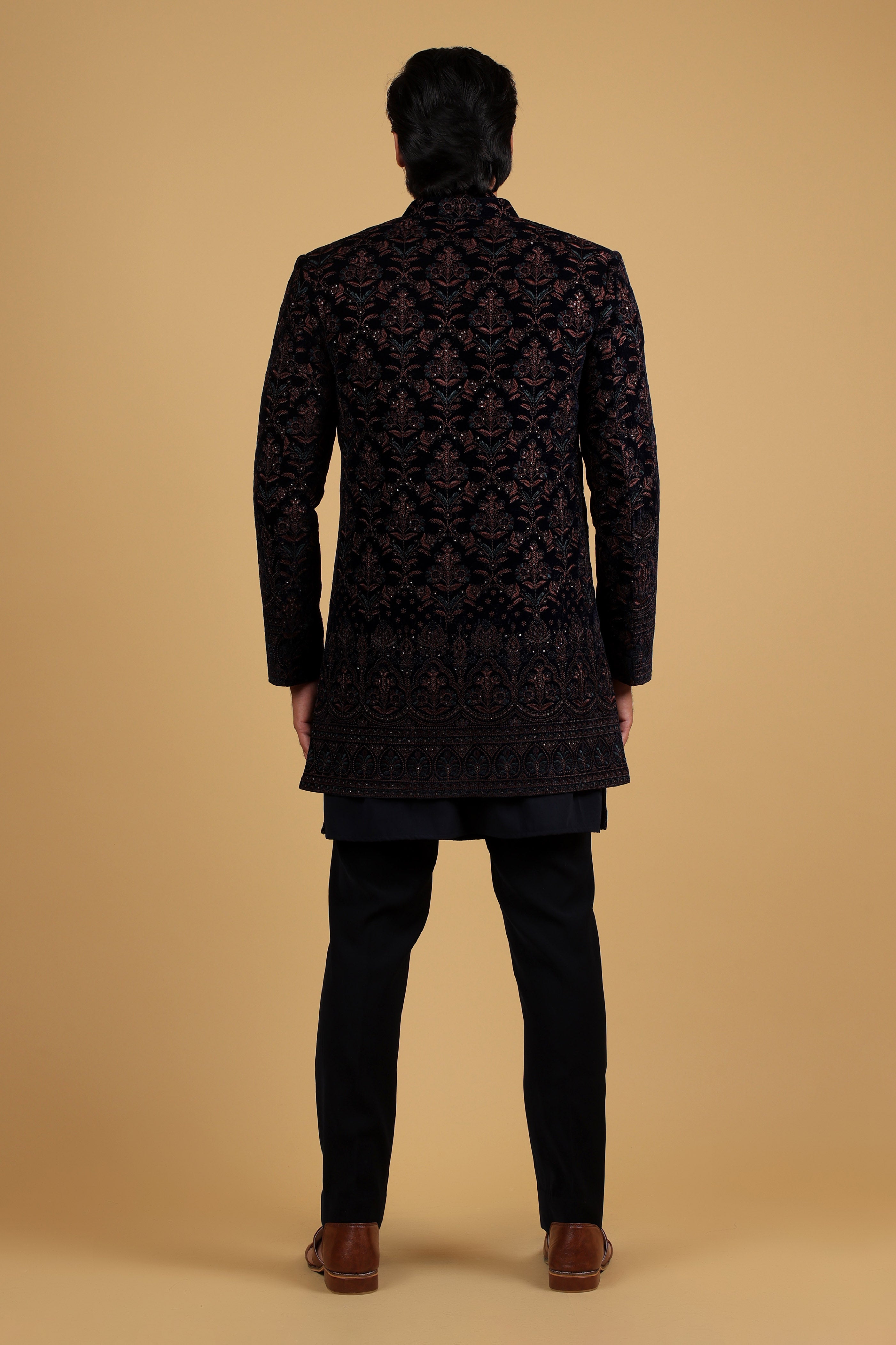 Noir Élan Embroidered Indo-Western