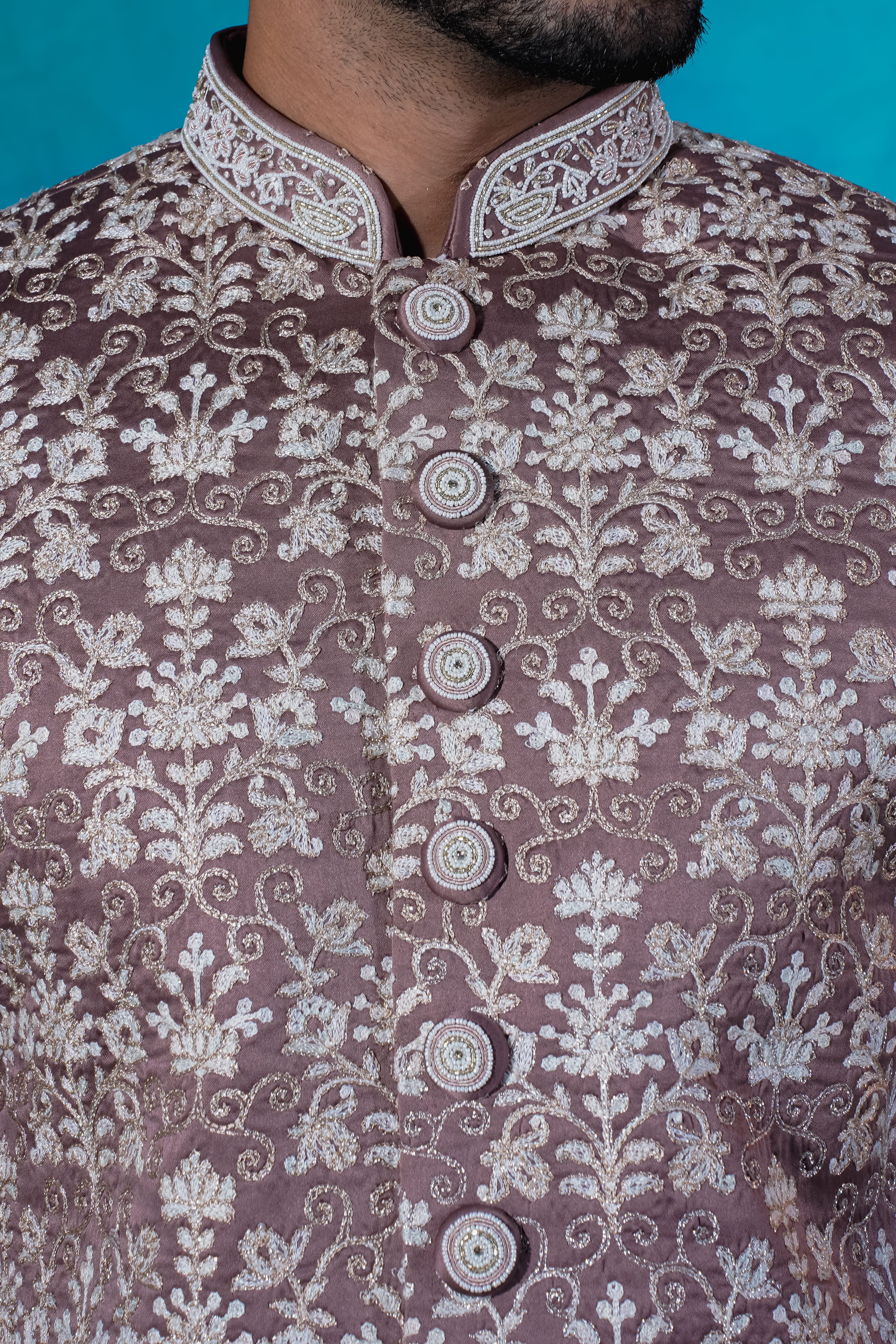Rajwada Onion Silk Indo Straight With Embroidery Work