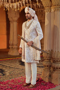 Blush Pink Golden Highlight Silk Sherwani with Stole
